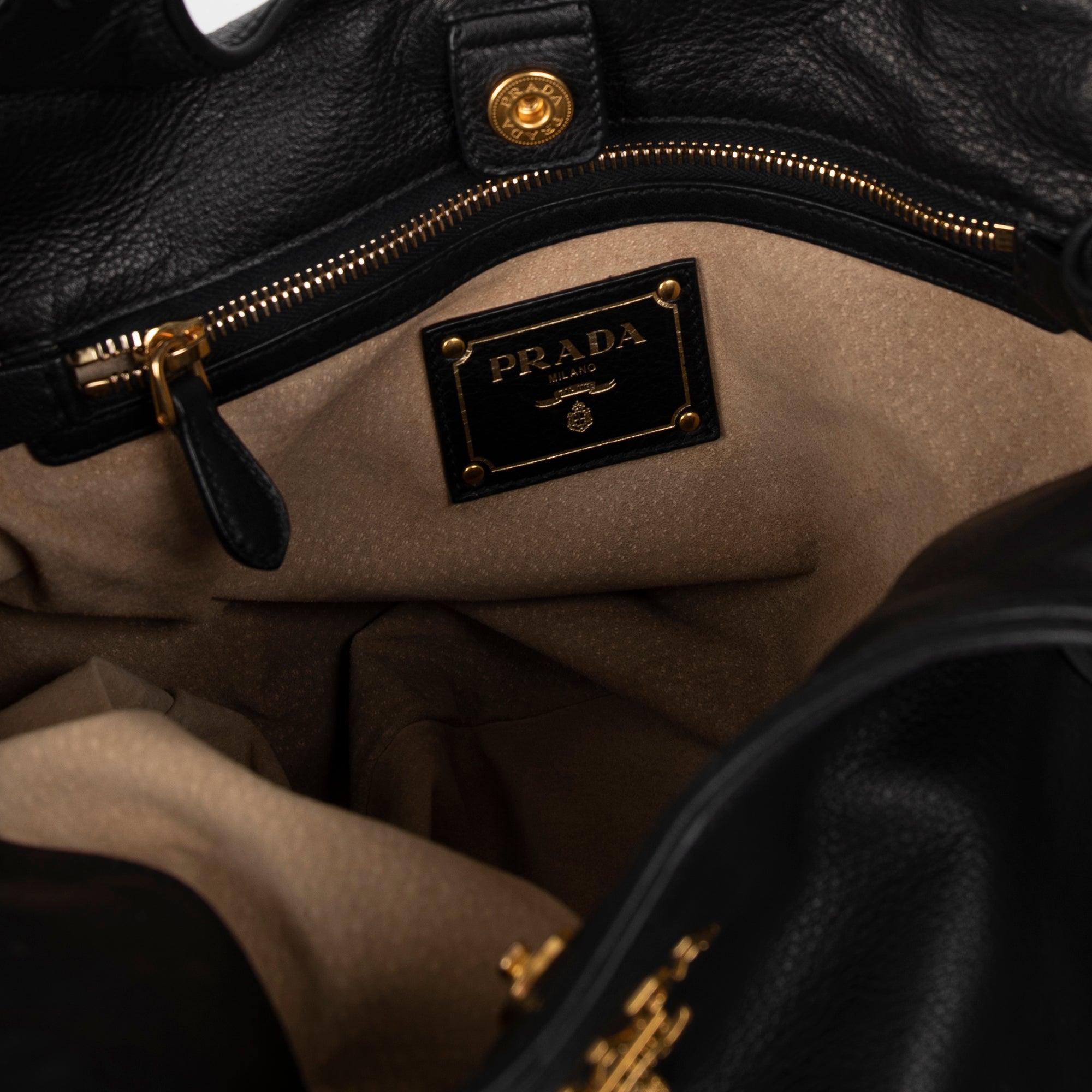 Prada Black Leather Hobo w/ Box