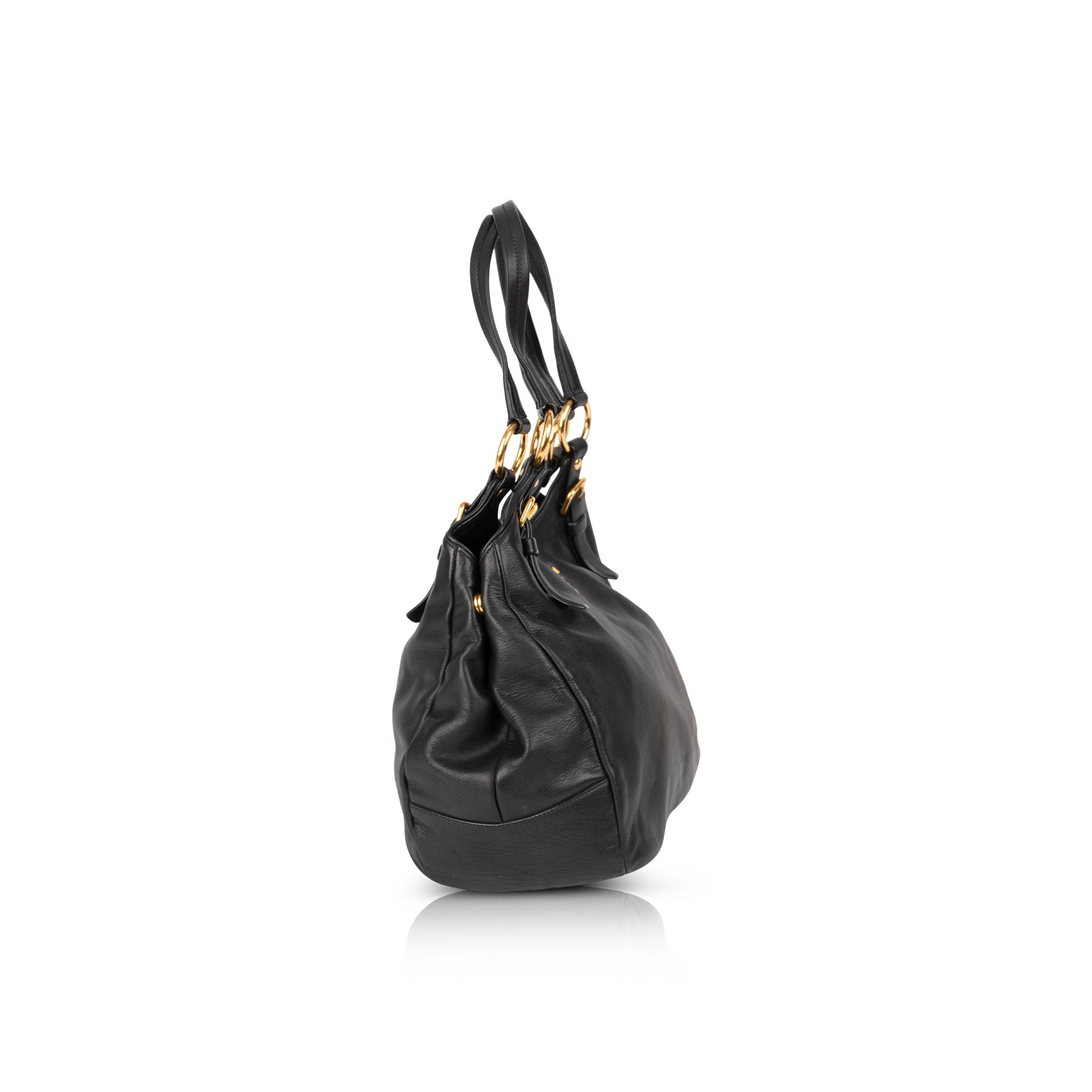 Prada Black Leather Hobo w/ Box