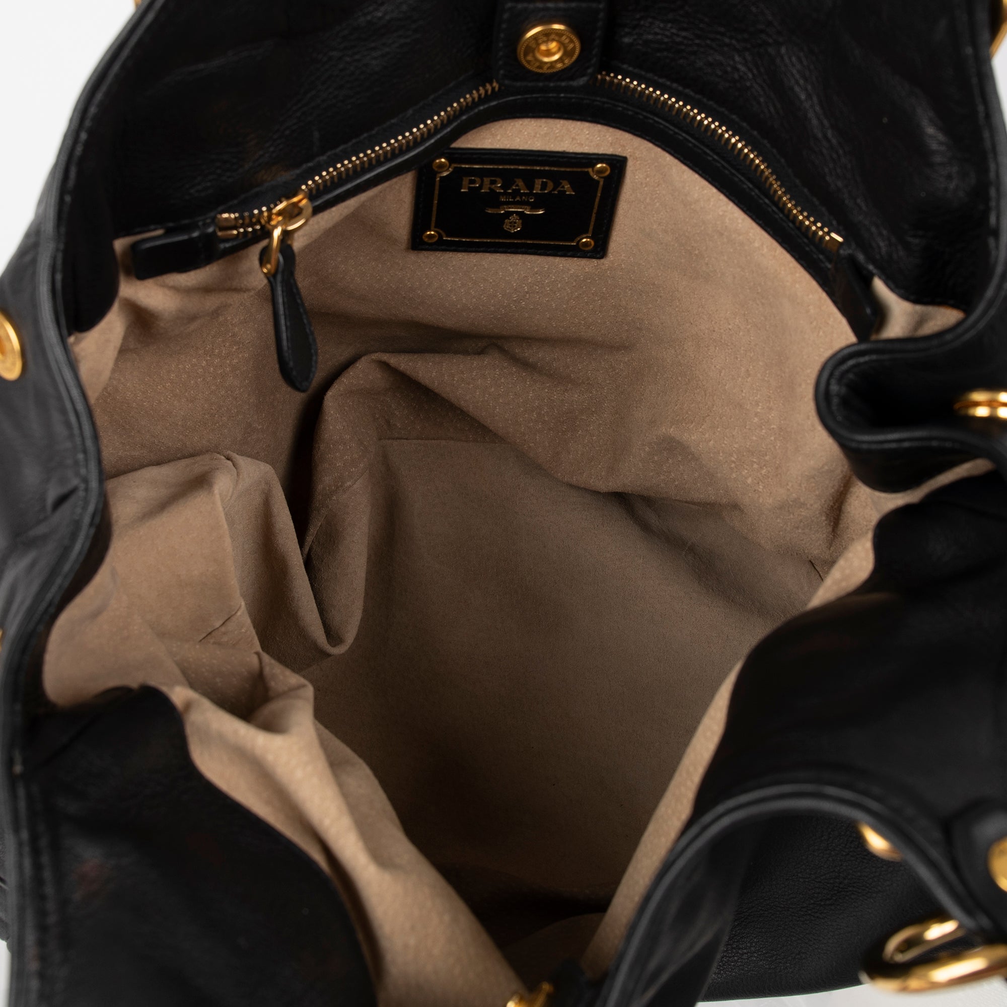 Prada Black Leather Hobo w/ Box