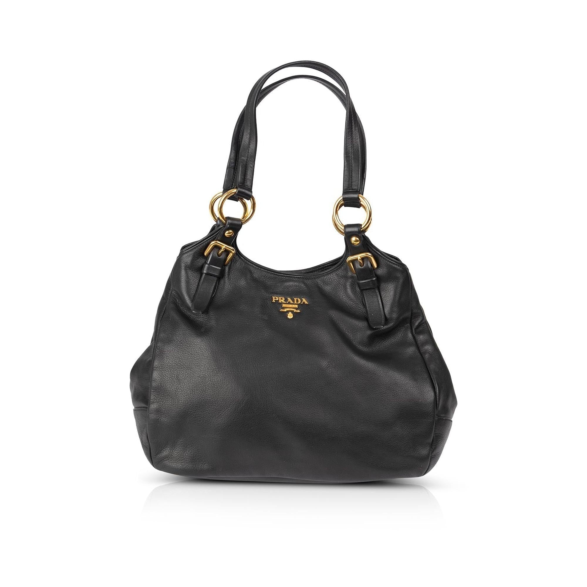 Prada Black Leather Hobo w/ Box