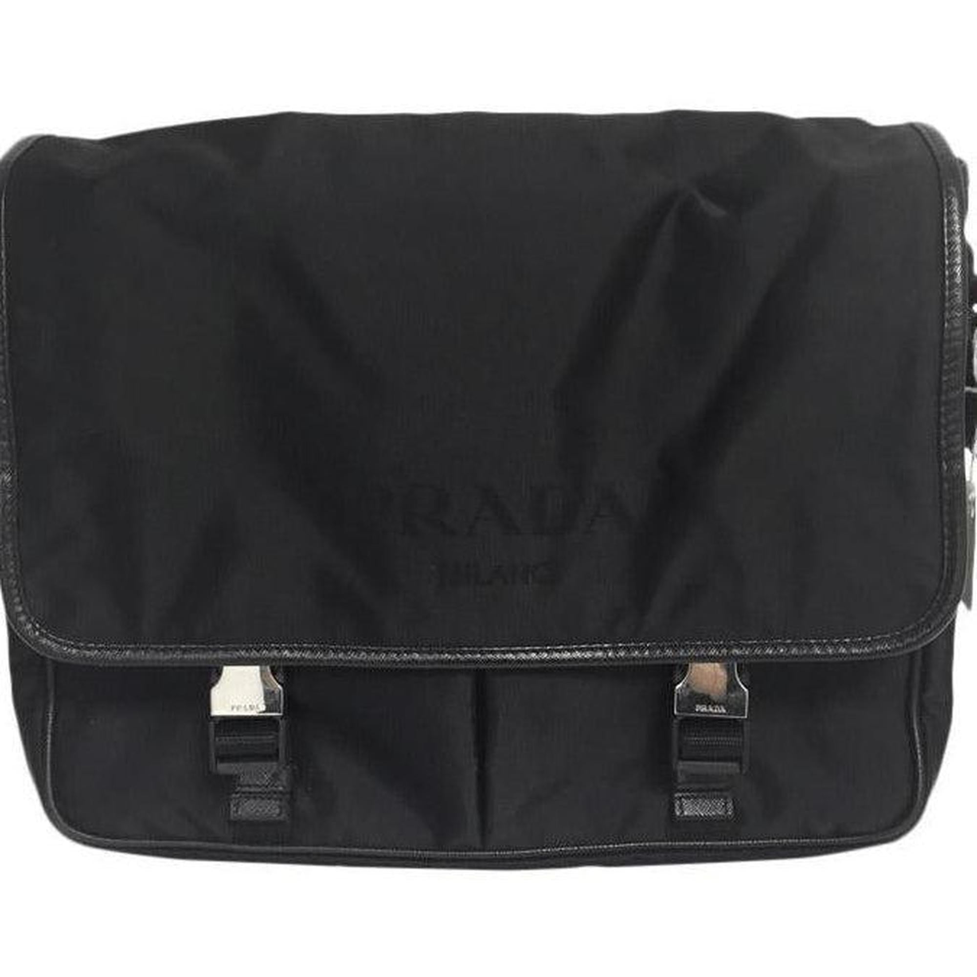 Prada Black Leather Trimmed Shell Messanger