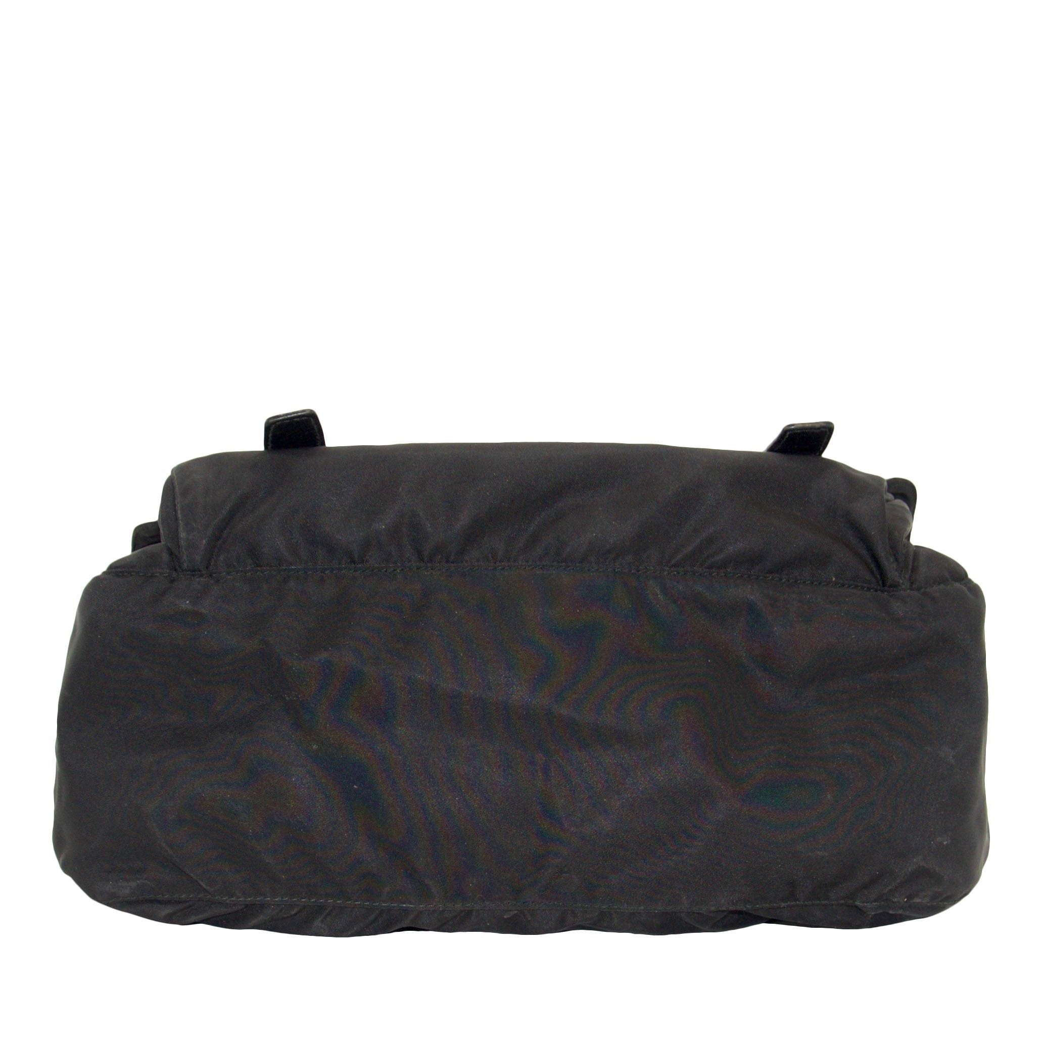 Prada Black Leather-Trimmed Tessuto Bag