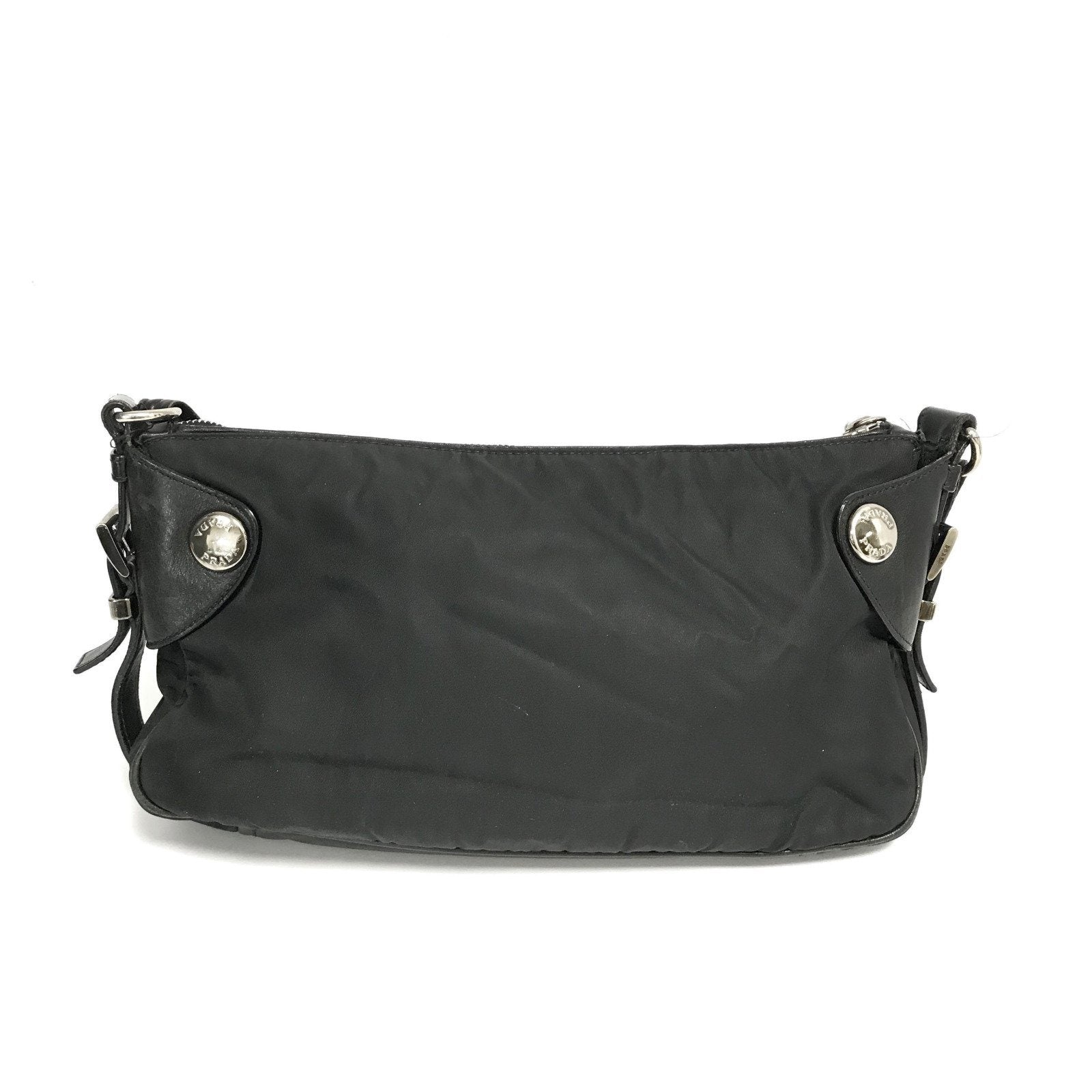 Prada Black Nylon and Leather Shoulder Bag