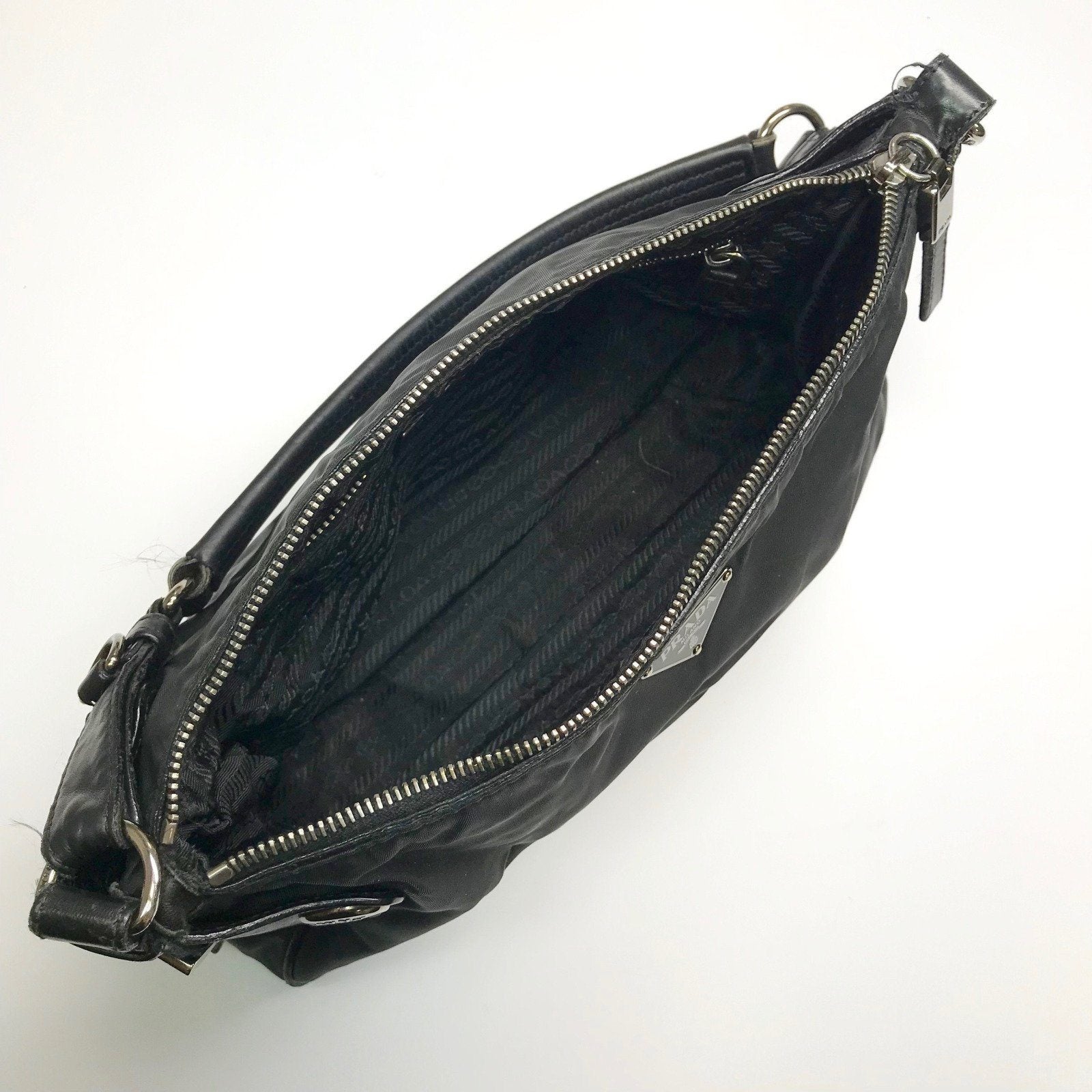 Prada Black Nylon and Leather Shoulder Bag