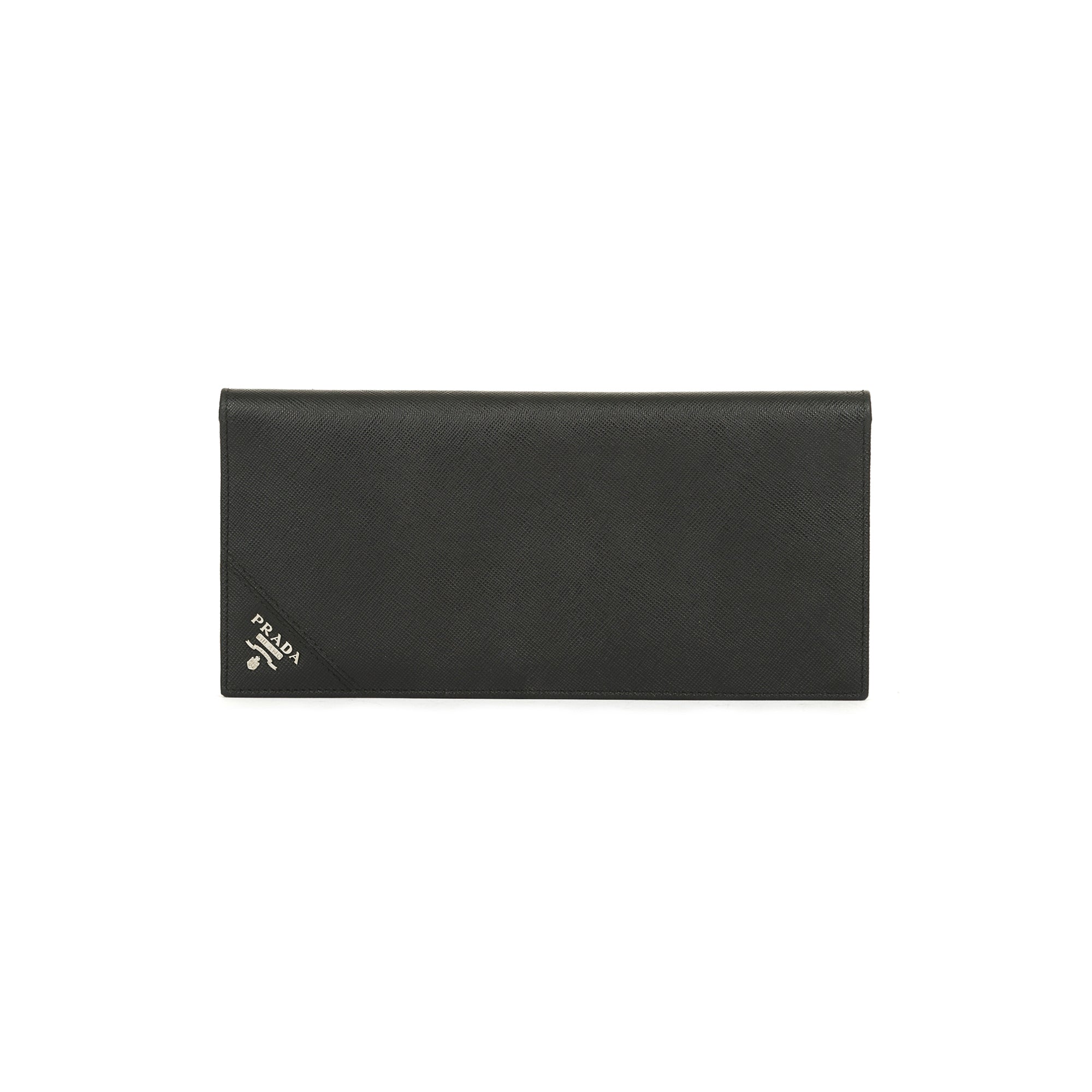 Prada Black Saffiano Bifold Long Wallet w/ Box