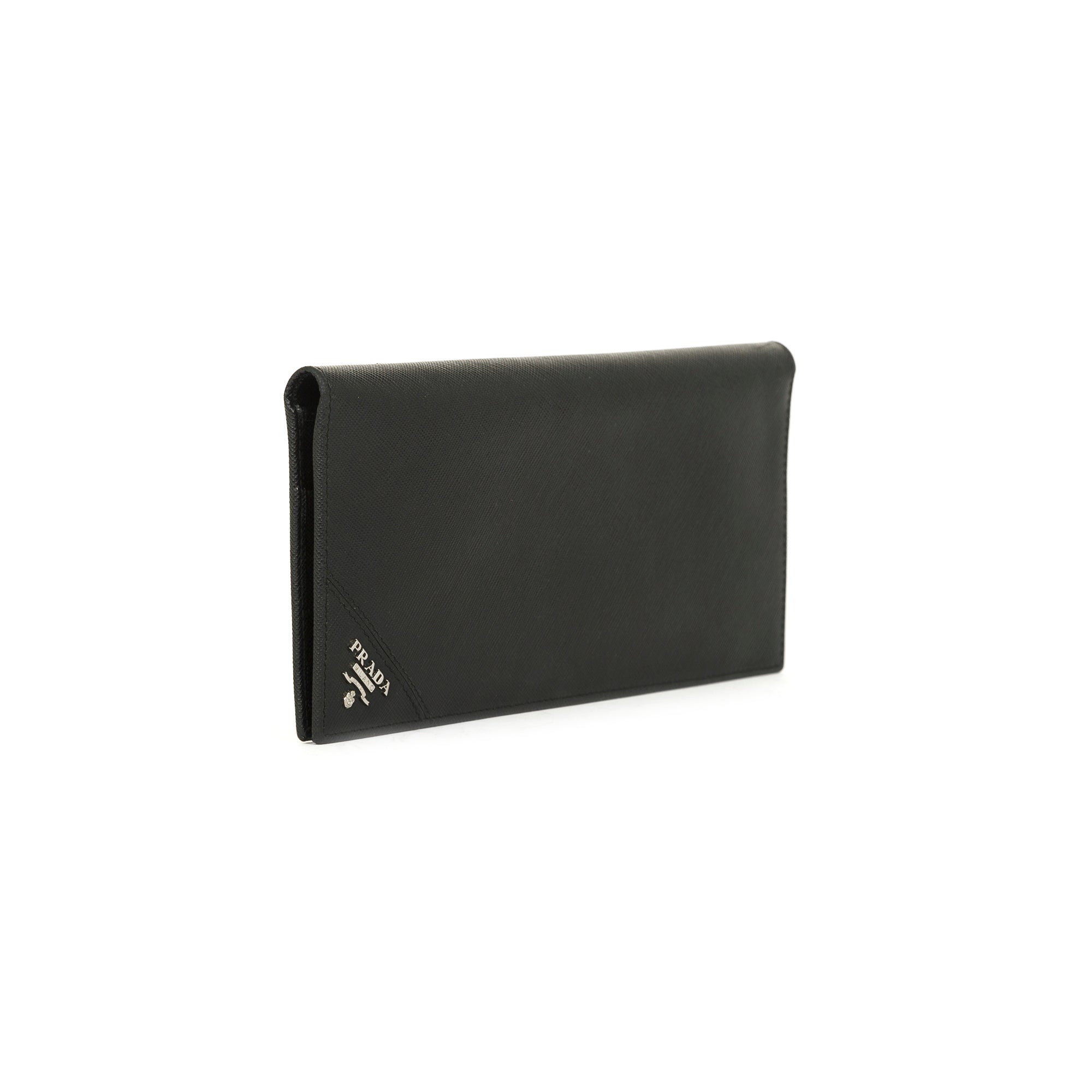 Prada Black Saffiano Bifold Long Wallet w/ Box