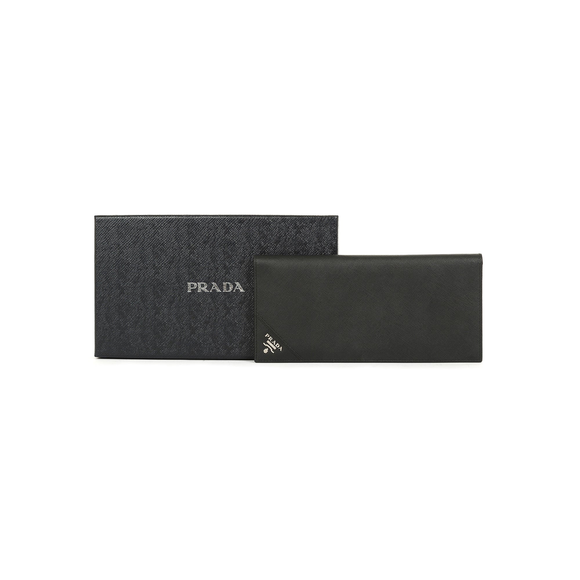 Prada Black Saffiano Bifold Long Wallet w/ Box