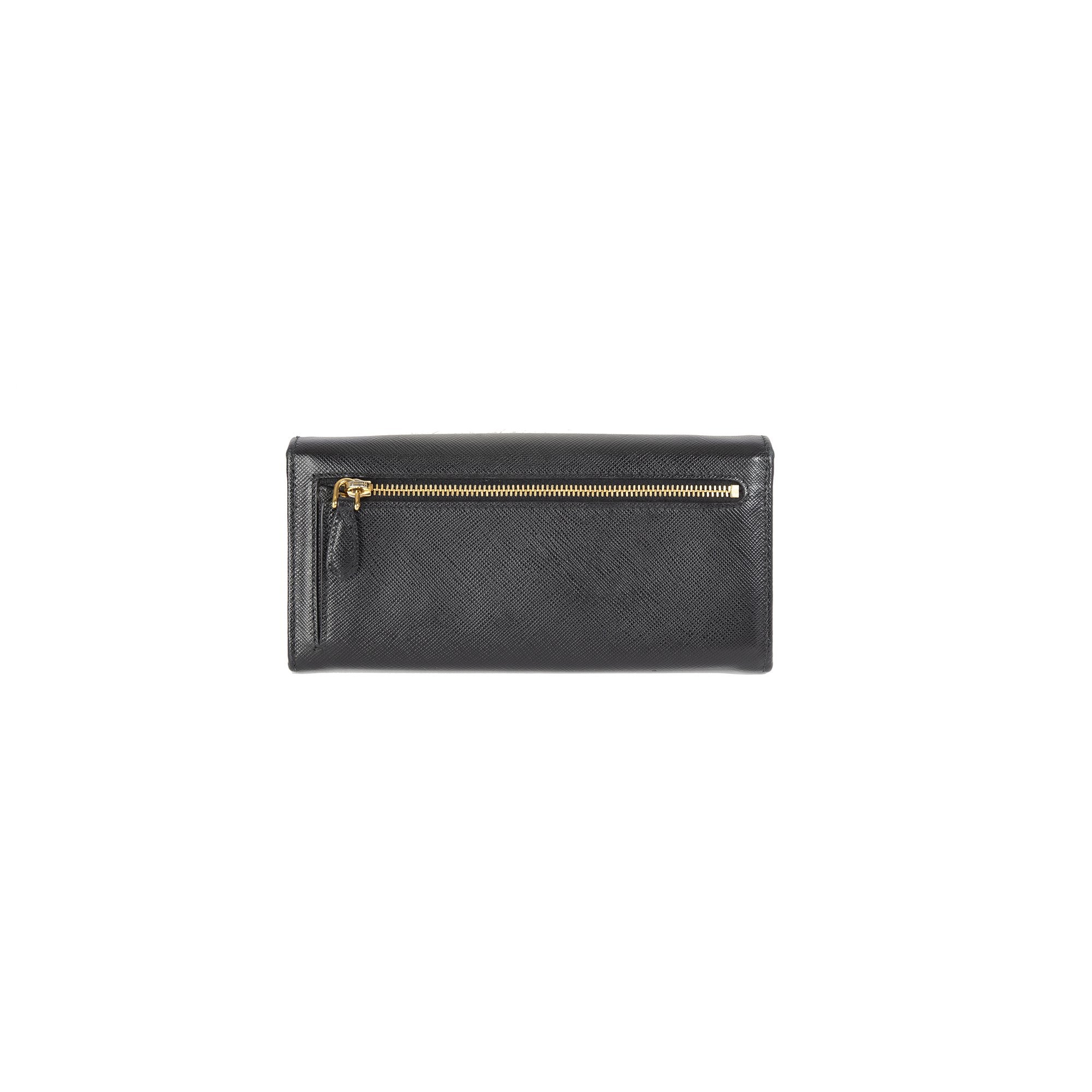 Prada Black Saffiano Continental Wallet w/ Box
