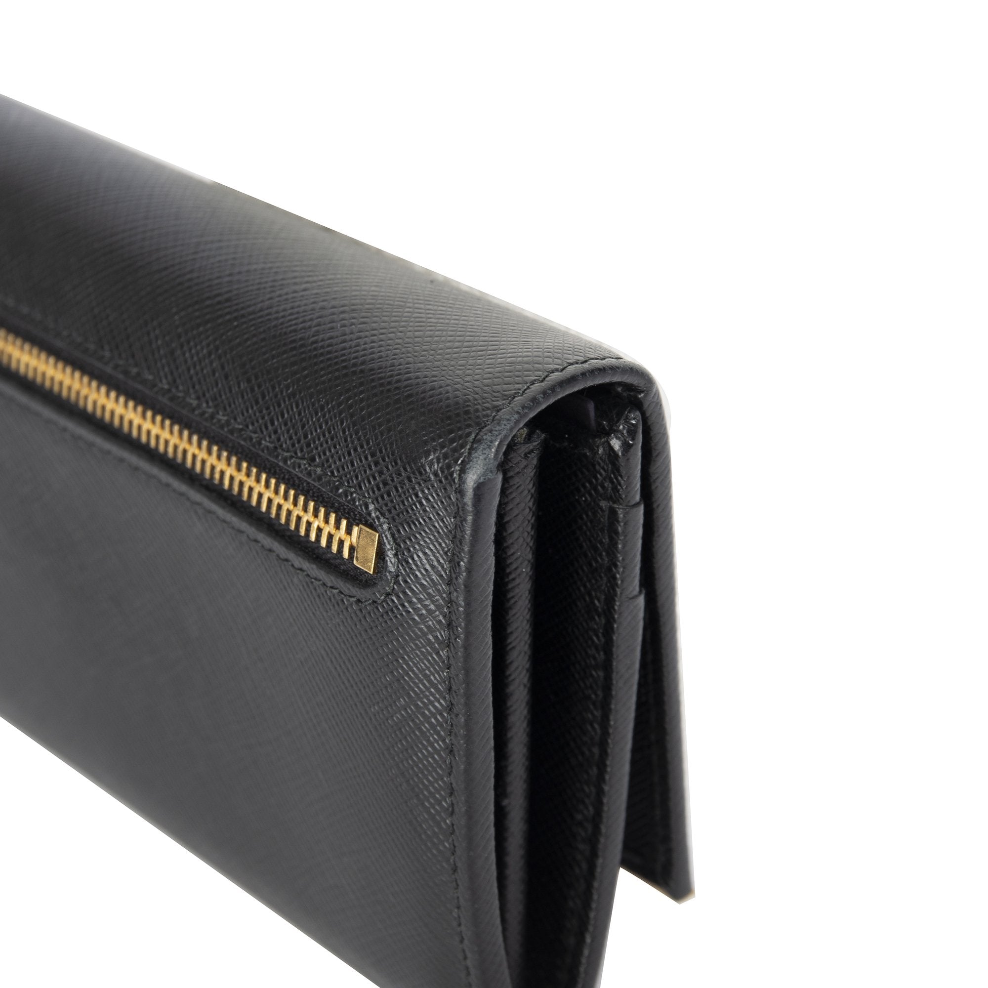 Prada Black Saffiano Continental Wallet w/ Box