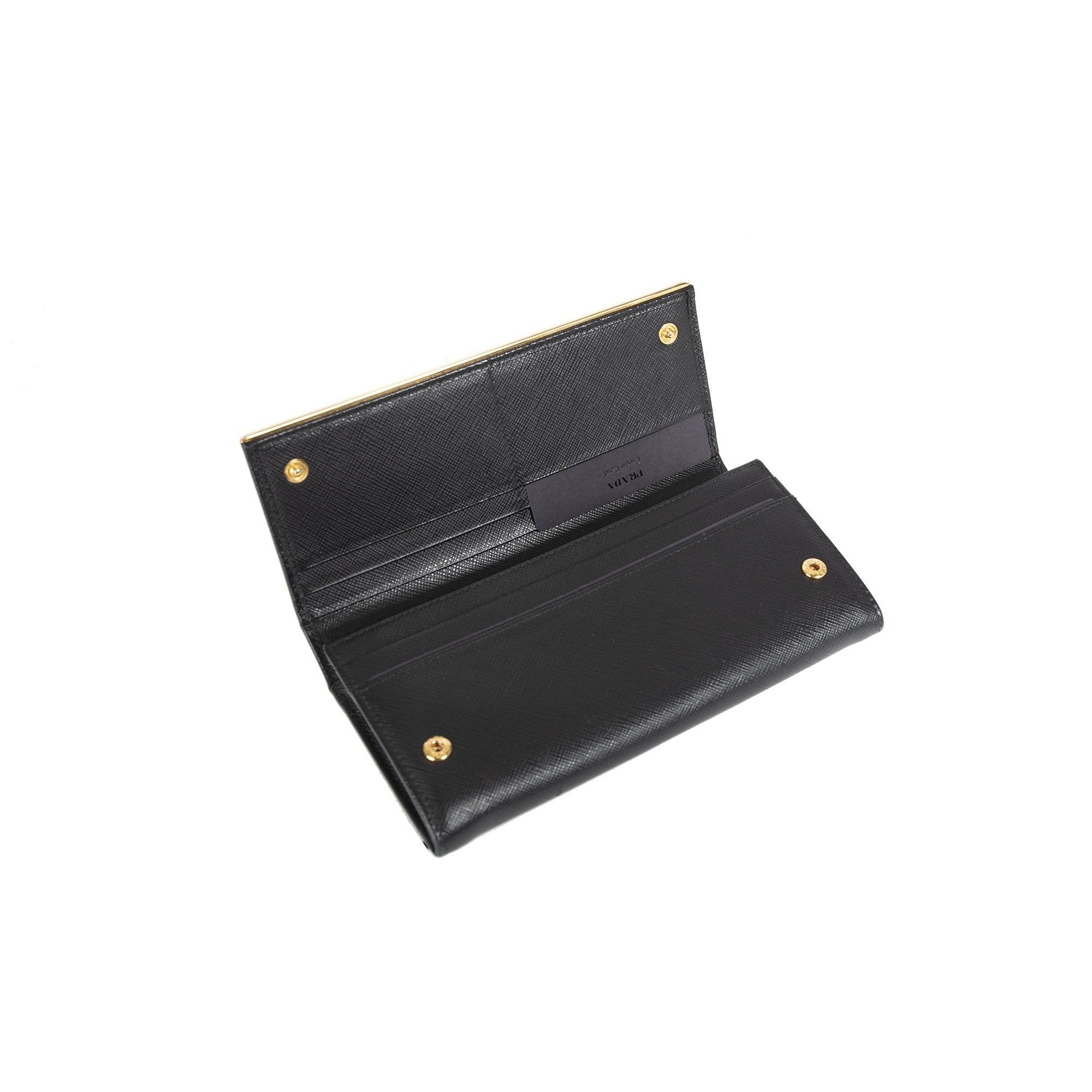 Prada Black Saffiano Continental Wallet w/ Box