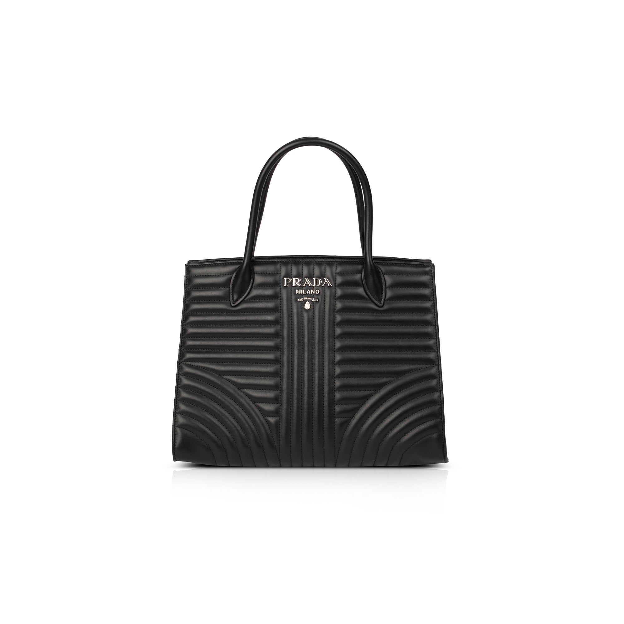 Prada Black Soft Calf Impunture Diagramme Tote w/ Box