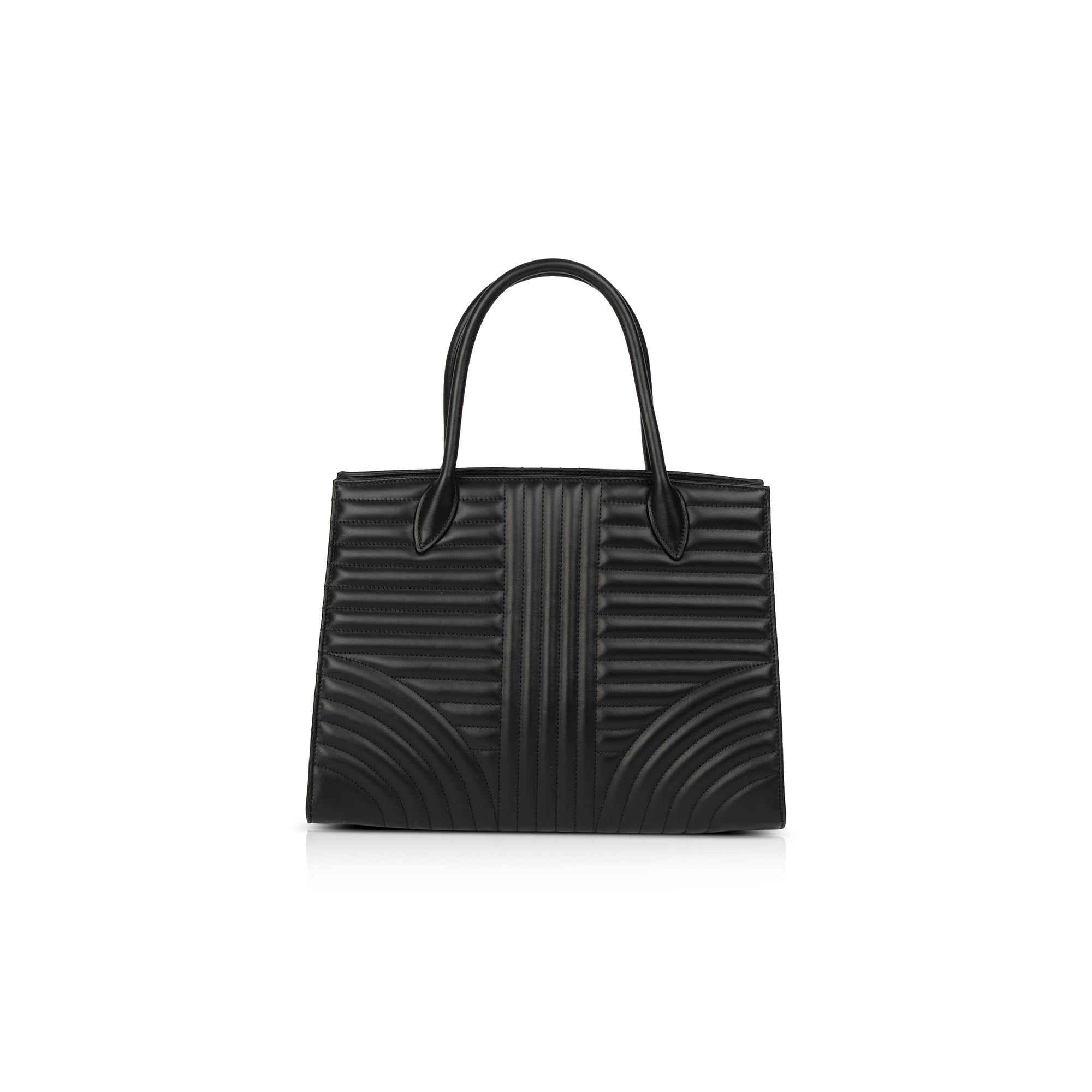 Prada Black Soft Calf Impunture Diagramme Tote w/ Box