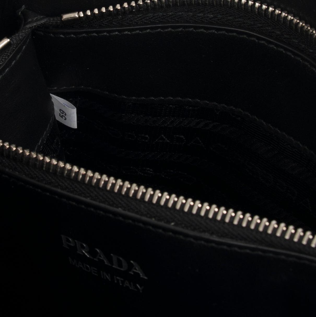 Prada Black Soft Calf Impunture Diagramme Tote w/ Box