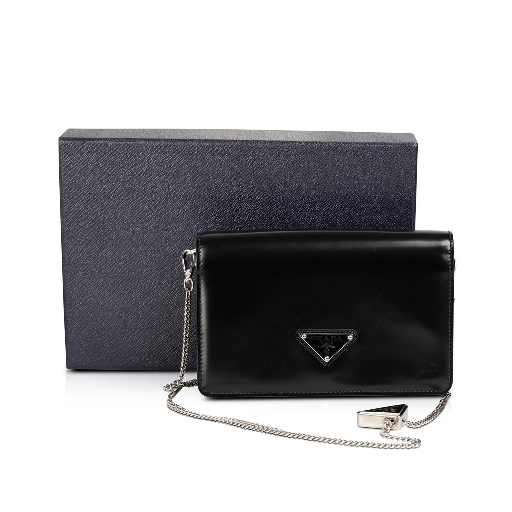 Prada Black Spazzolato Leather Shoulder Bag w/ Box & Authenticity Card