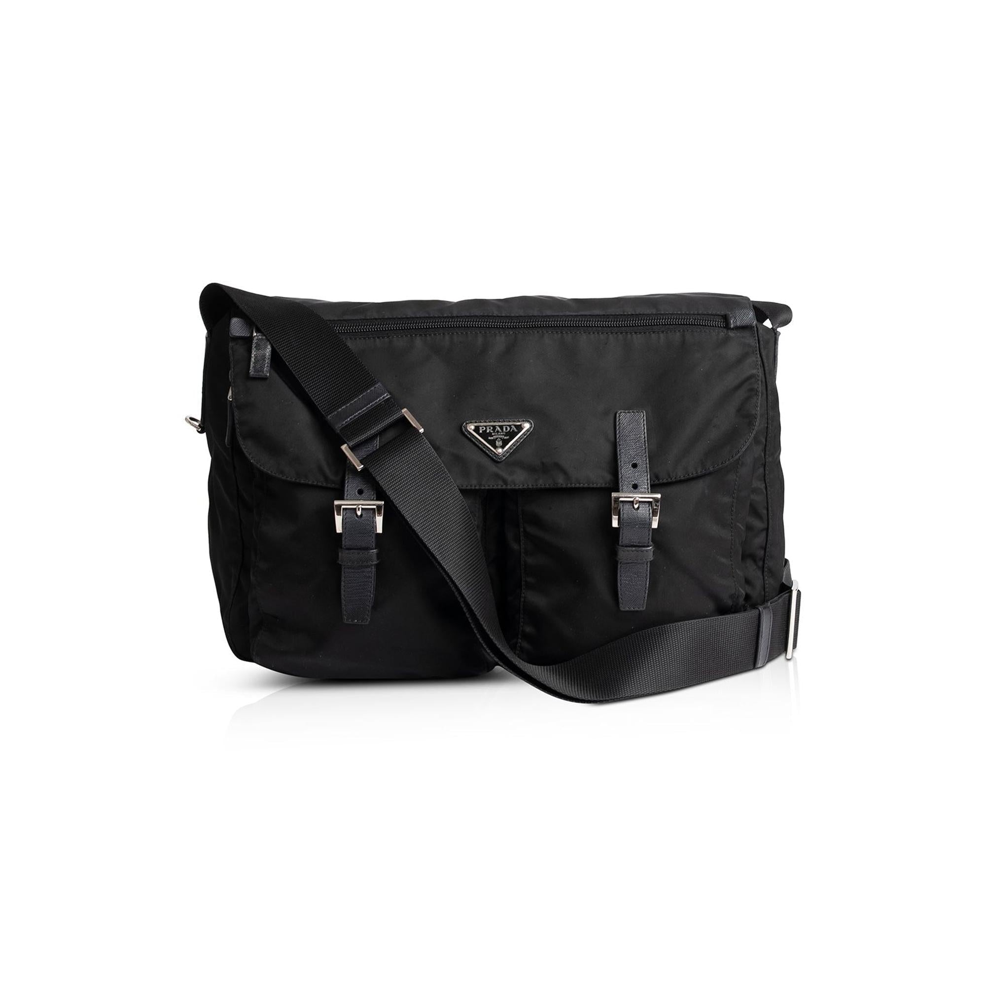 Prada Black Tessuto Nylon Messenger Bag