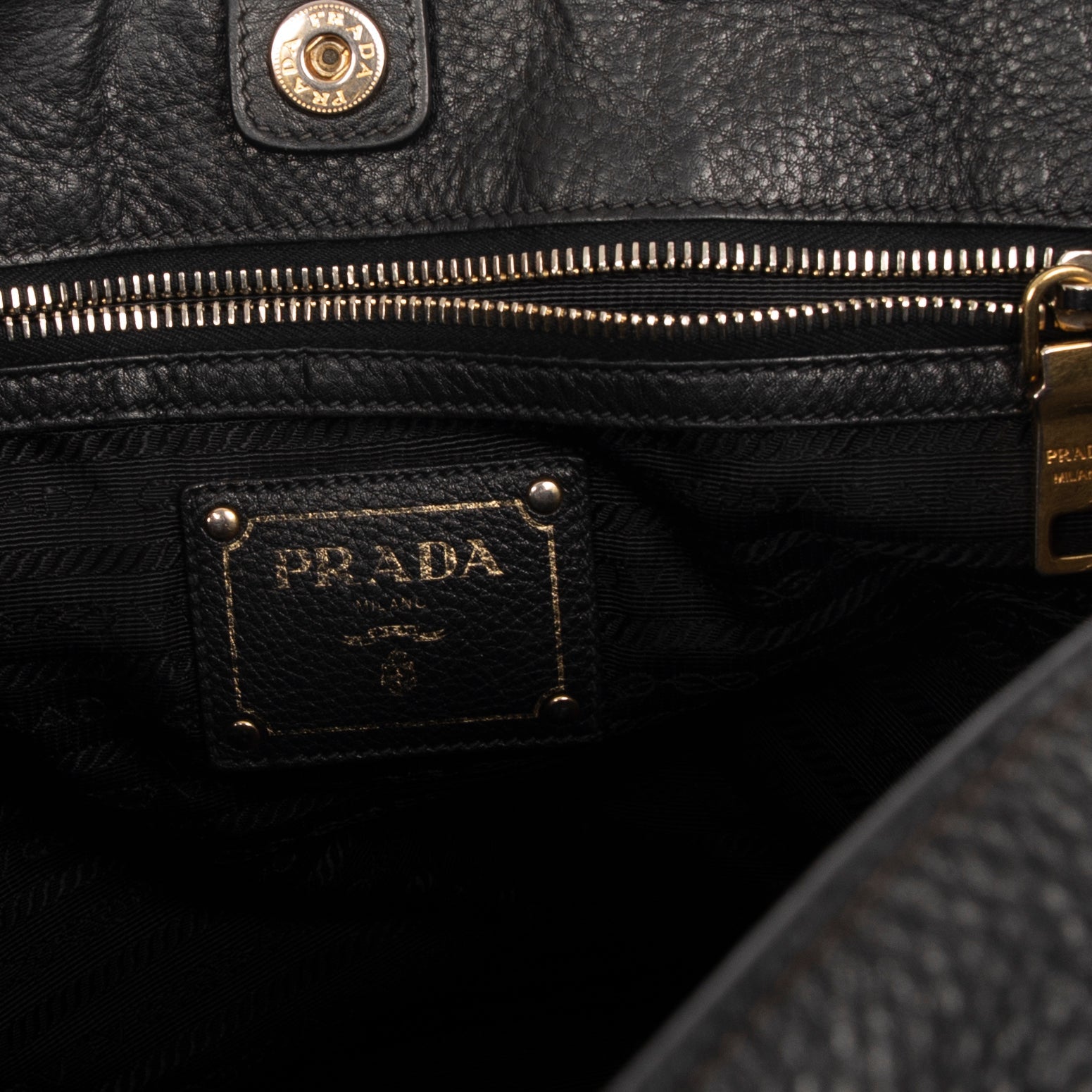 Prada Black Vitello Daino Shopping Tote w/ Strap