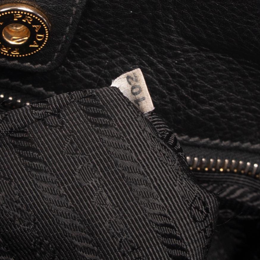 Prada Black Vitello Daino Shopping Tote w/ Strap