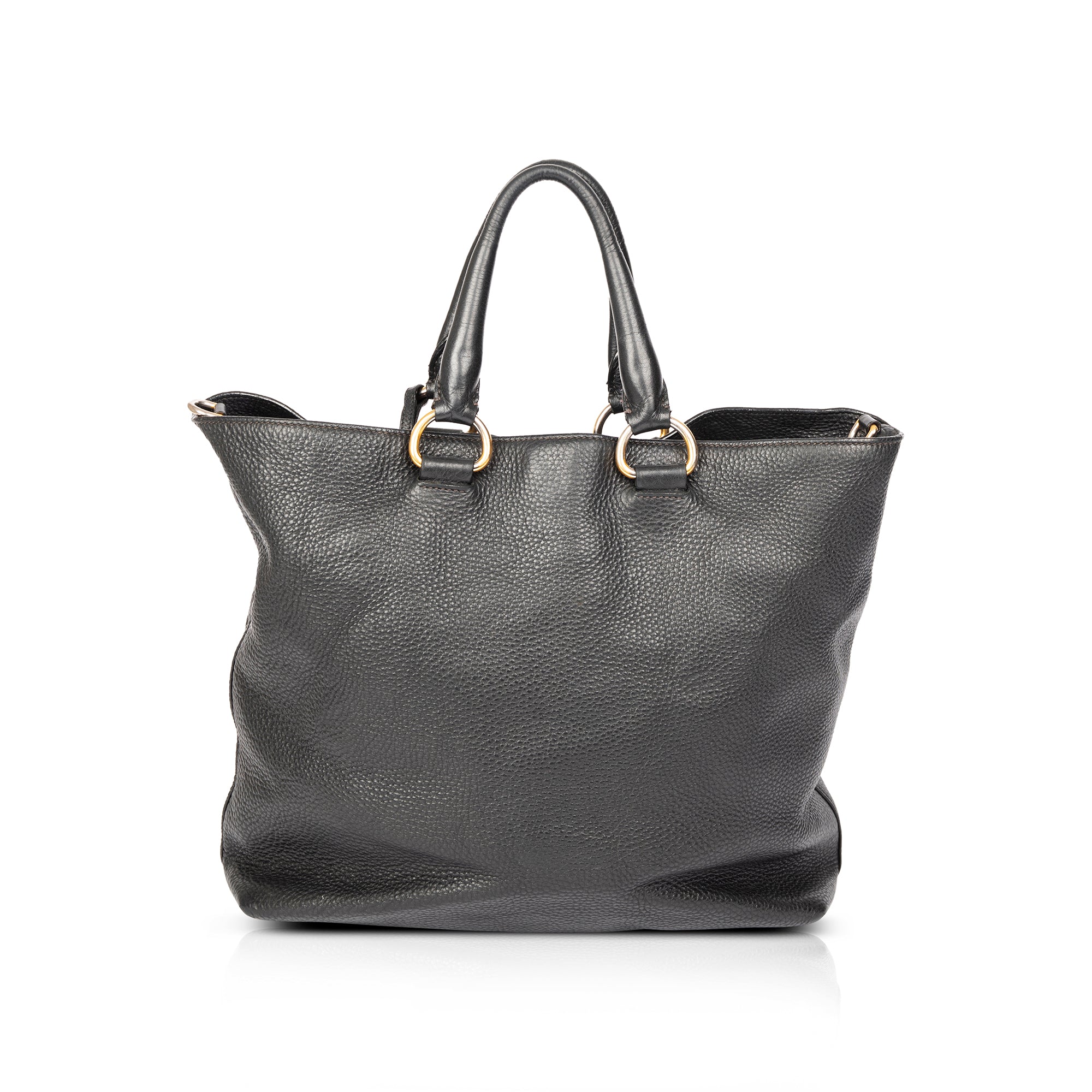 Prada Black Vitello Daino Shopping Tote w/ Strap
