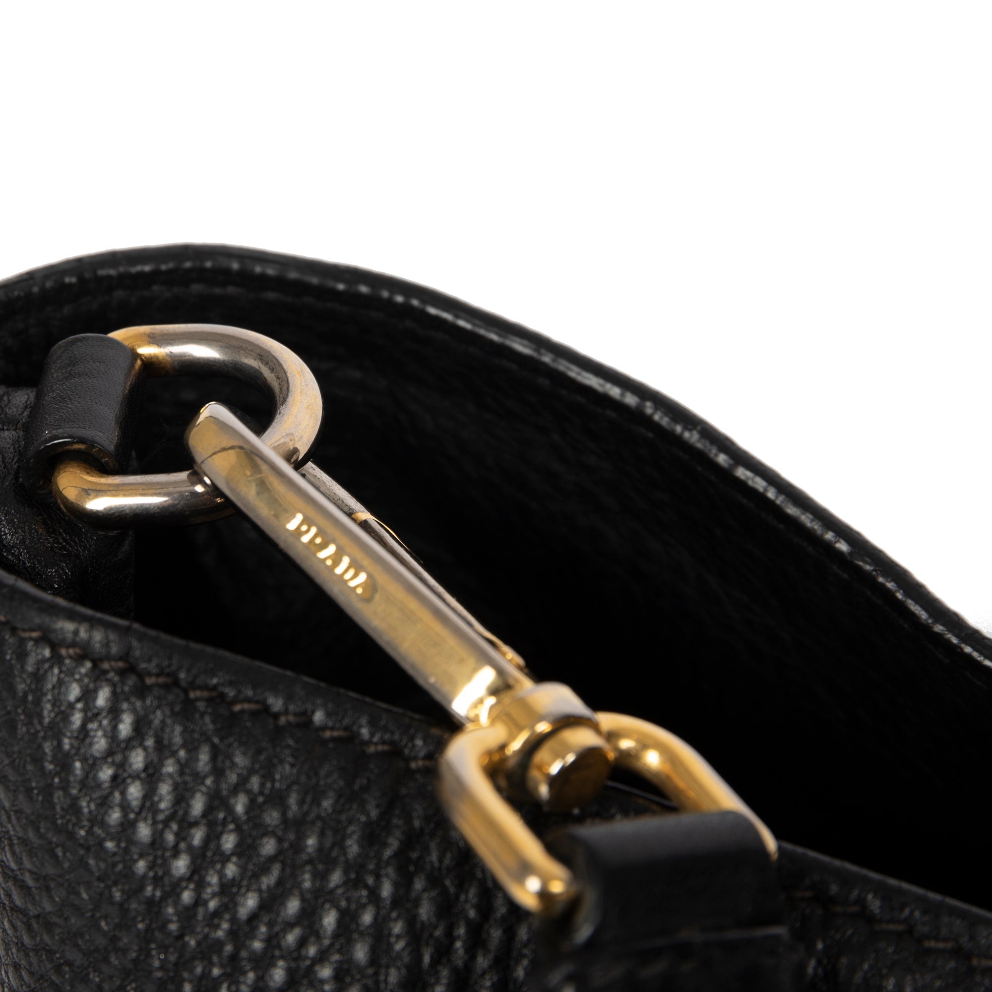 Prada Black Vitello Daino Shopping Tote w/ Strap