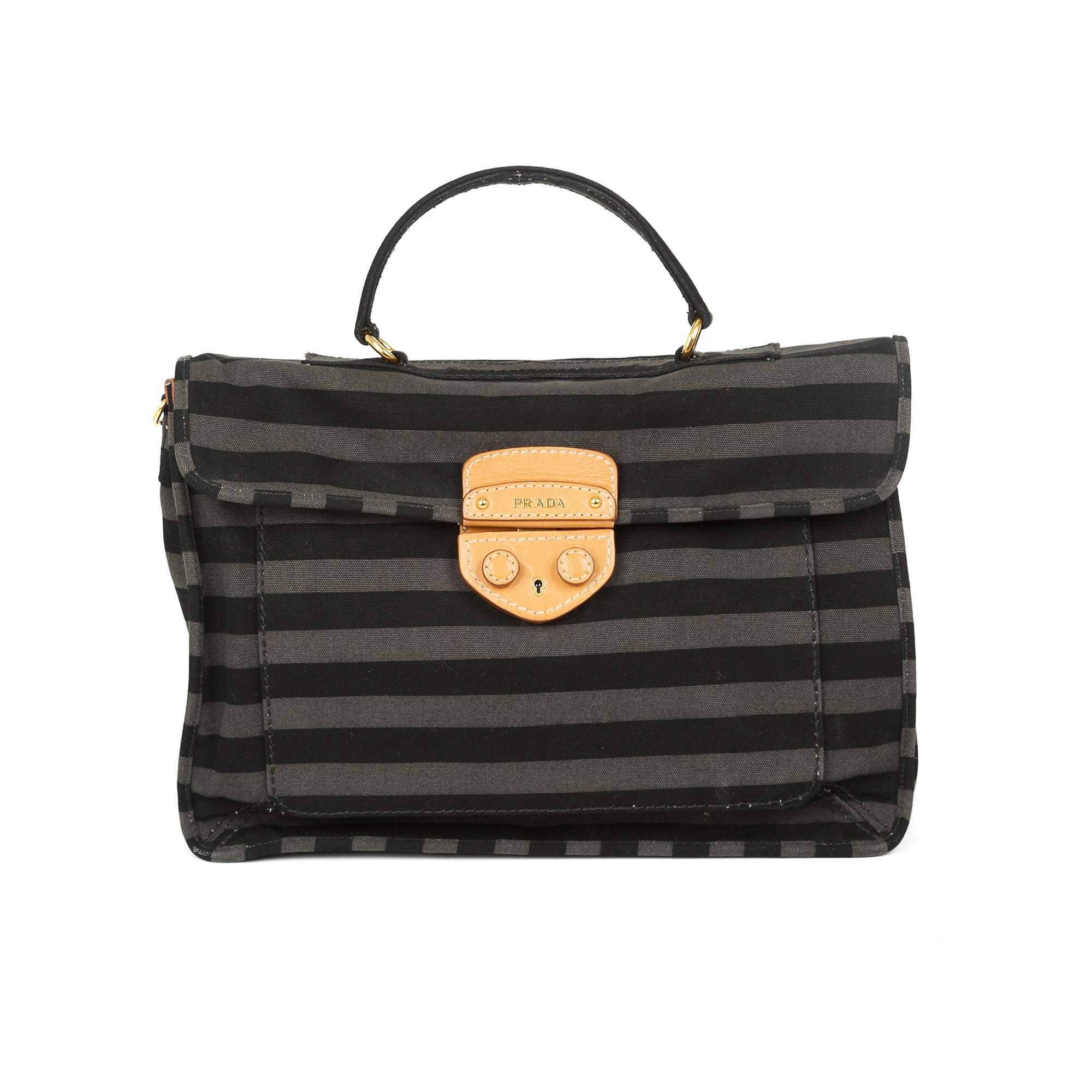 Prada Canapa Stripe Messenger Bag w/ Strap