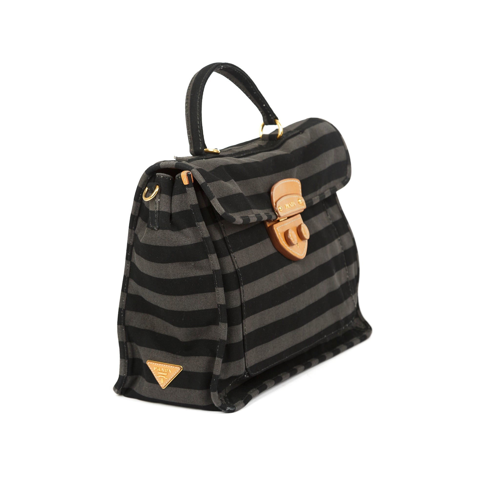 Prada Canapa Stripe Messenger Bag w/ Strap