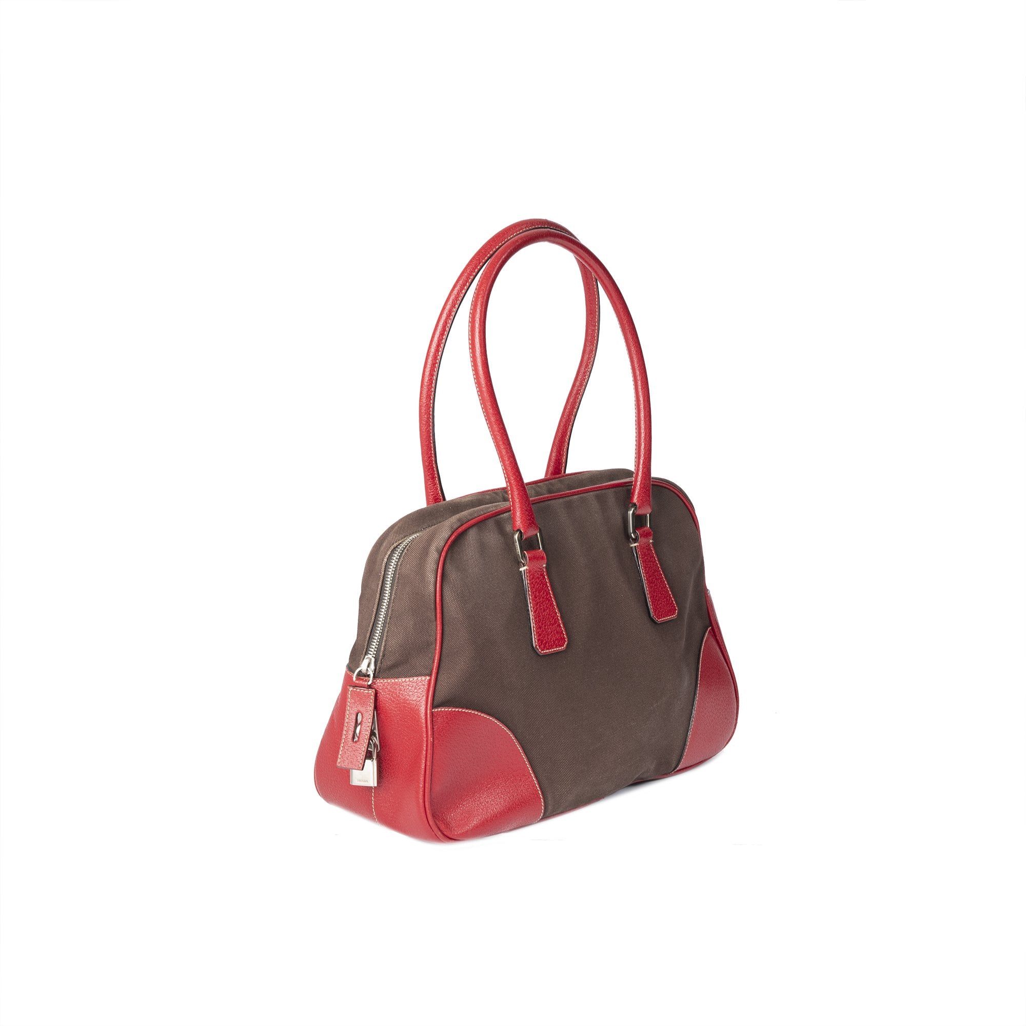 Prada Cinghiale-Trimmed Canapa Bowler Bag