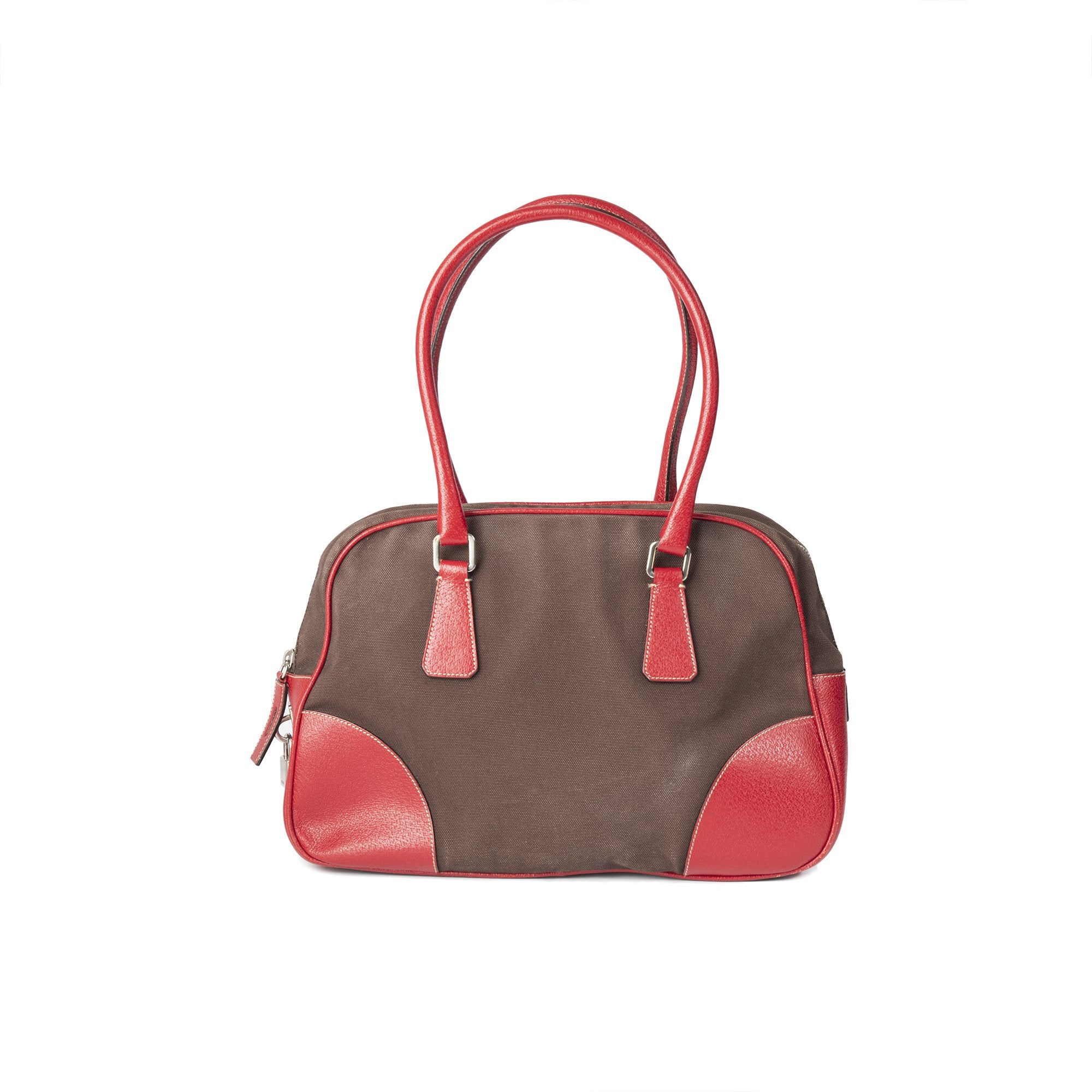Prada Cinghiale-Trimmed Canapa Bowler Bag