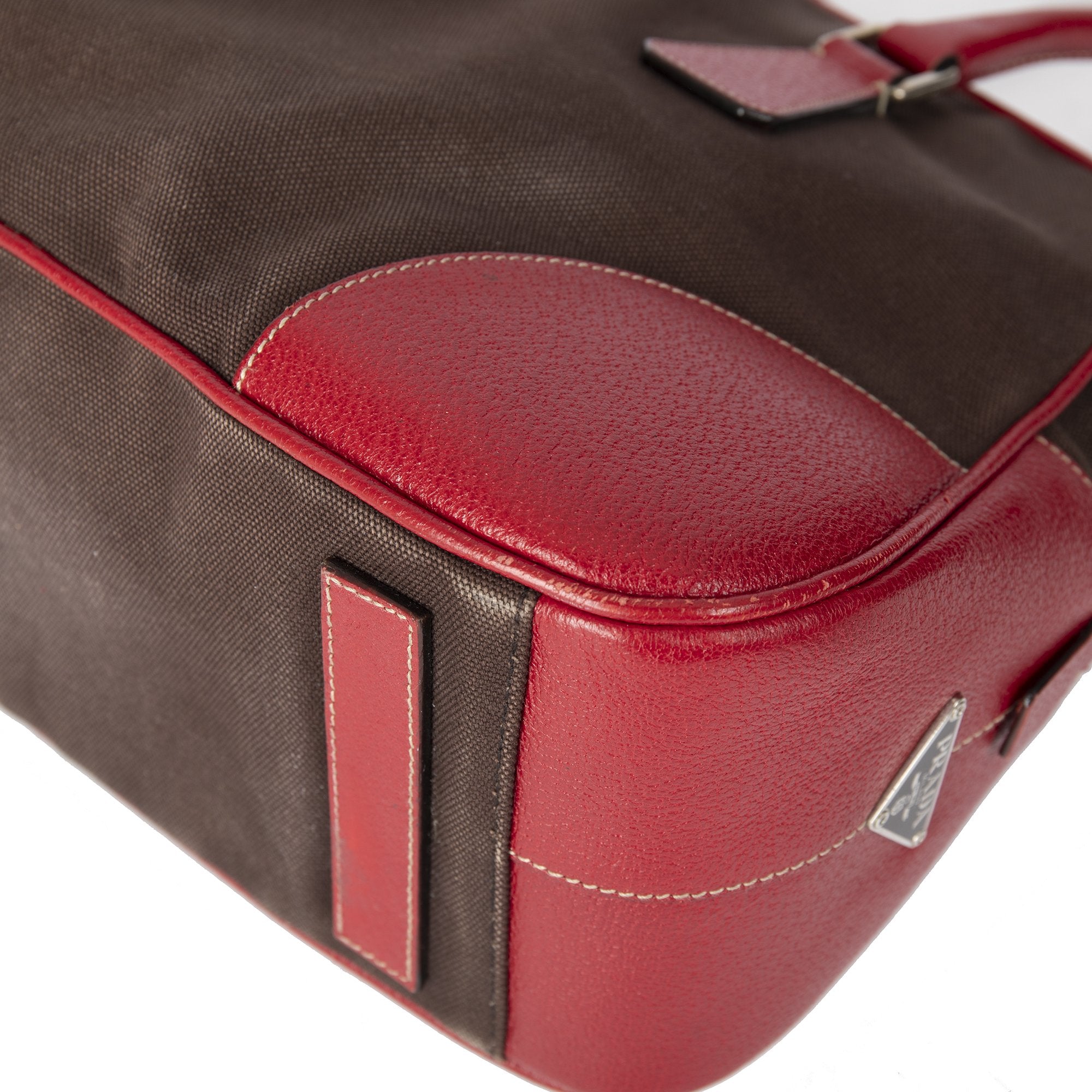 Prada Cinghiale-Trimmed Canapa Bowler Bag