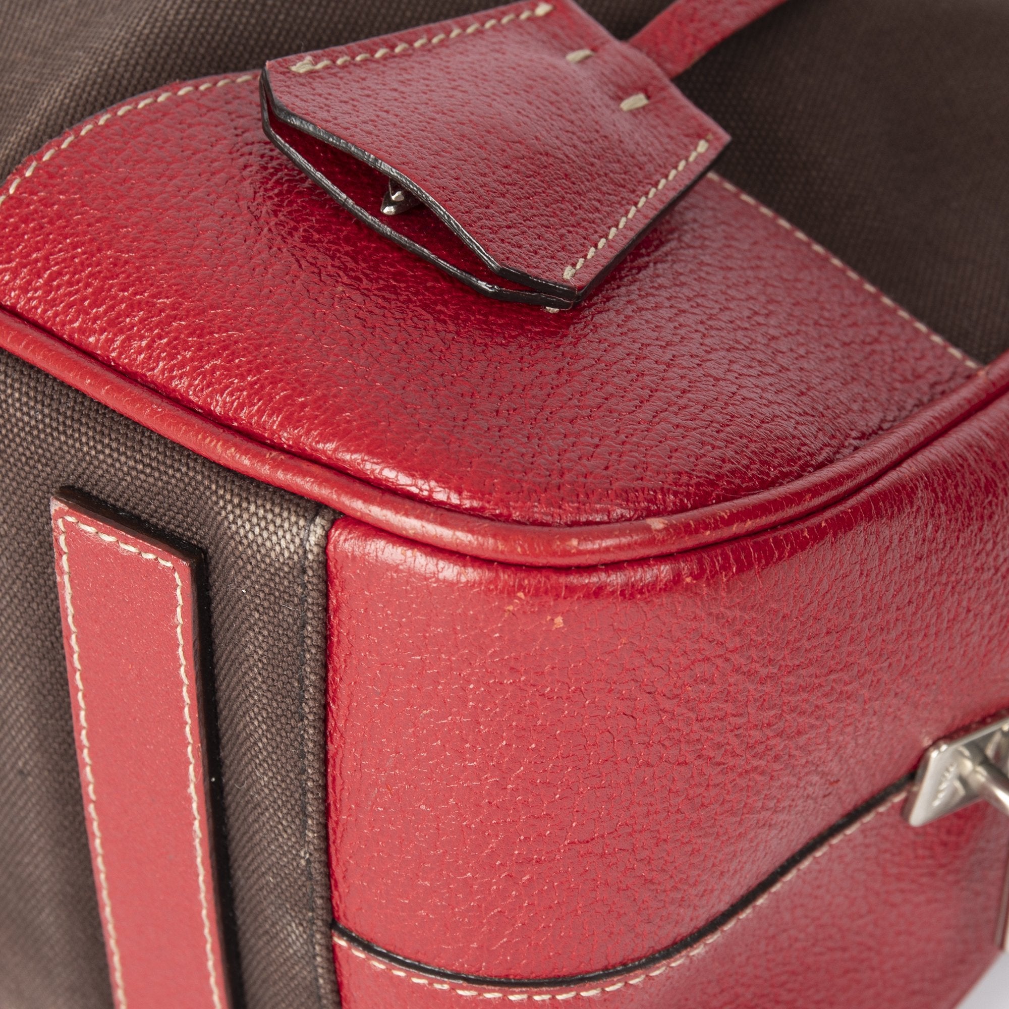 Prada Cinghiale-Trimmed Canapa Bowler Bag