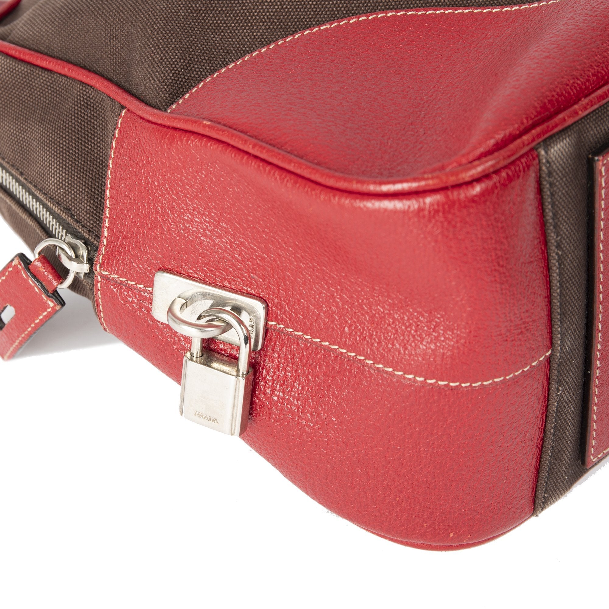 Prada Cinghiale-Trimmed Canapa Bowler Bag