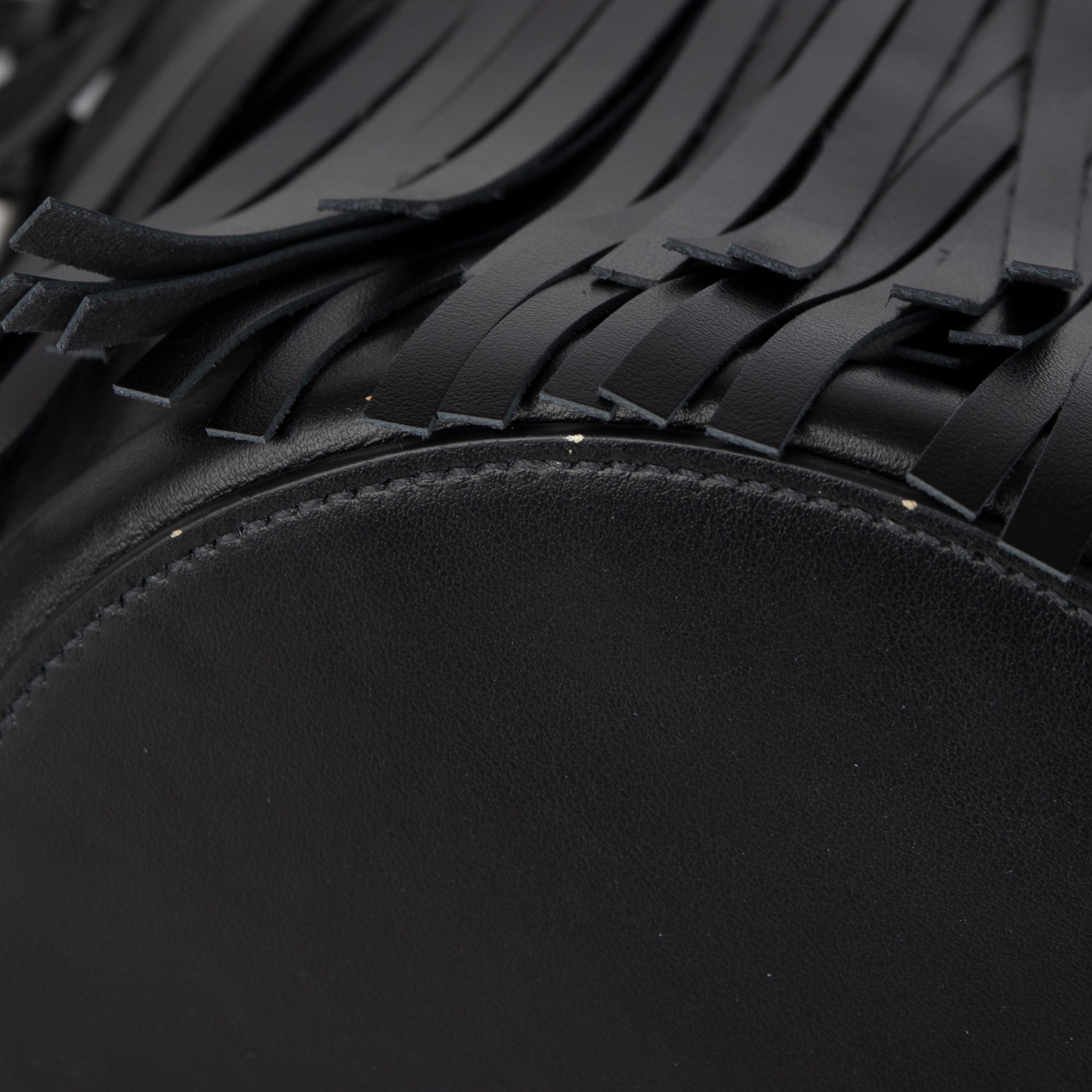 Prada Fringe Embellished City Calf Folk Bucket Bag