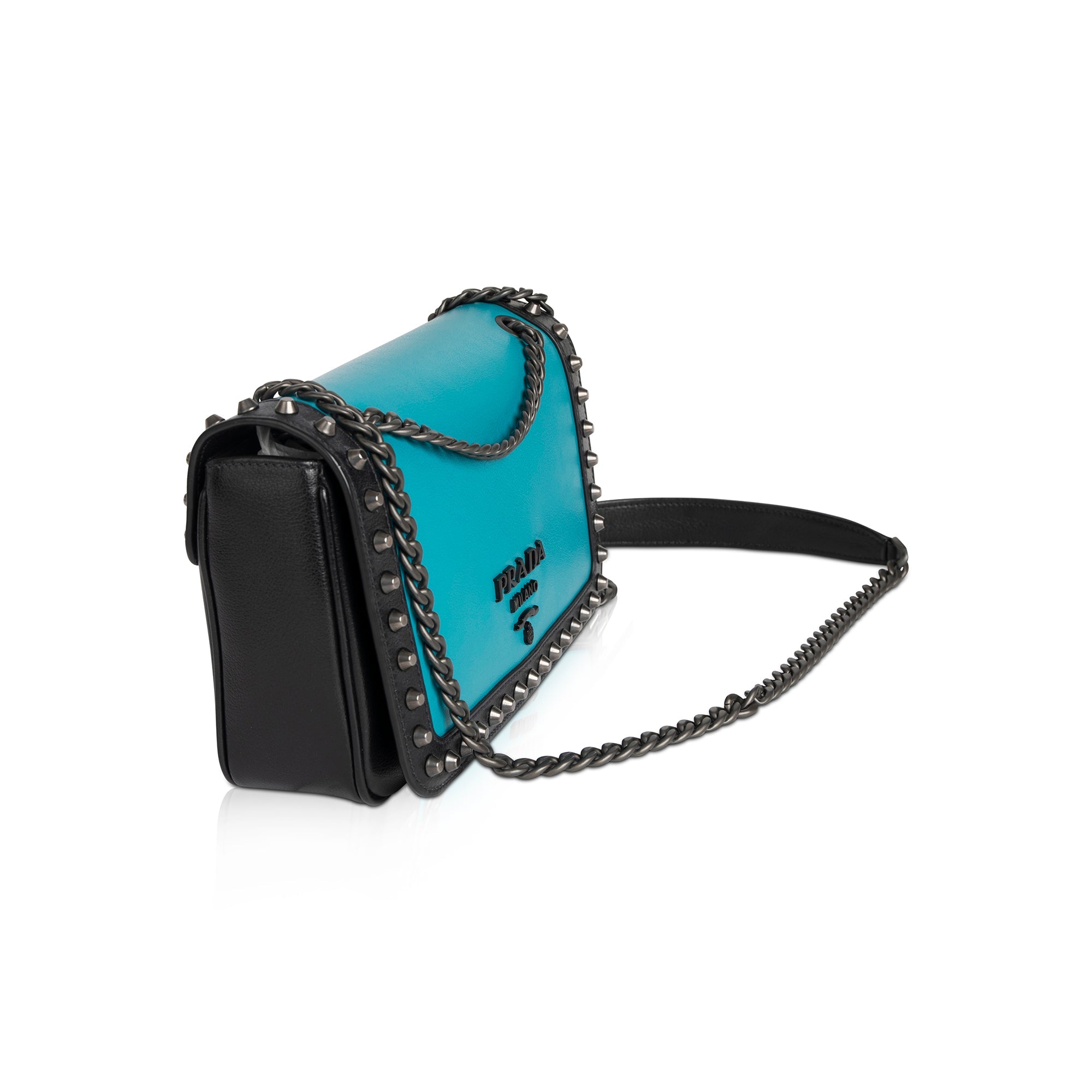 Prada Glace Calf Studded Crossbody Bag w/ Authenticity Card