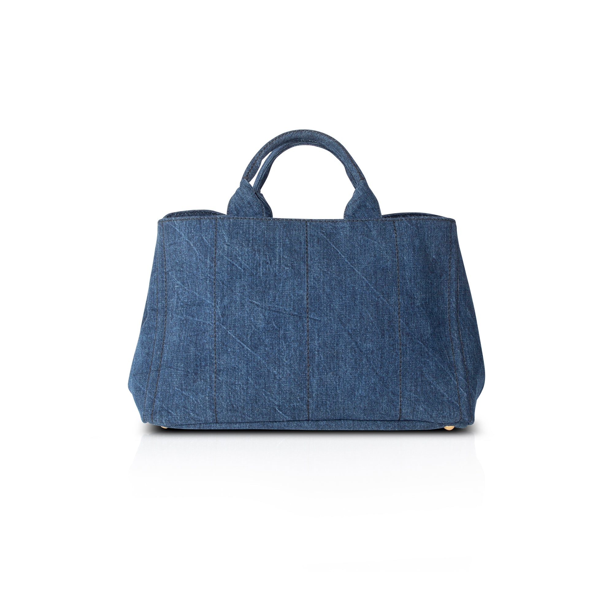 Prada Large Denim Canapa Logo Tote w/ Strap