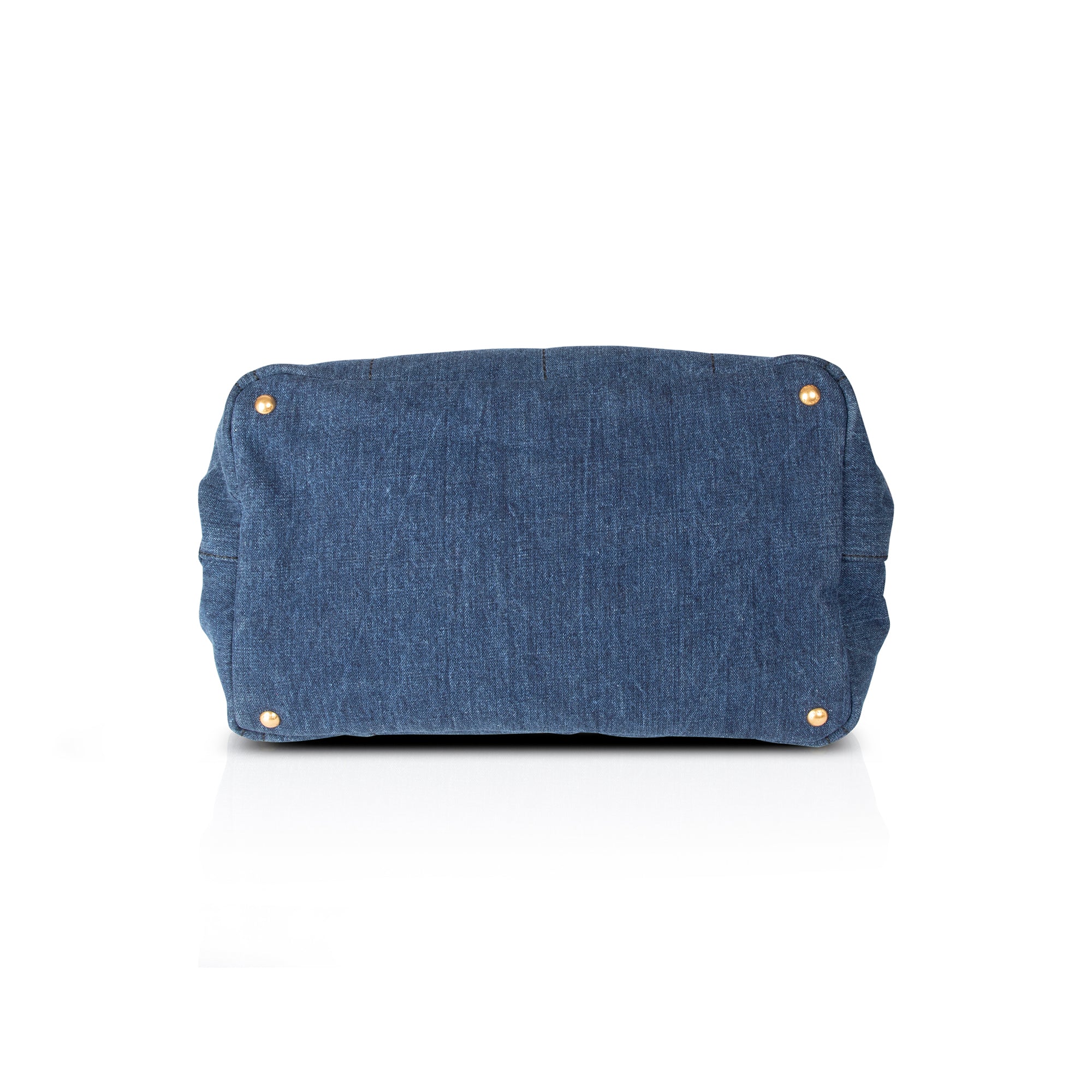 Prada Large Denim Canapa Logo Tote w/ Strap