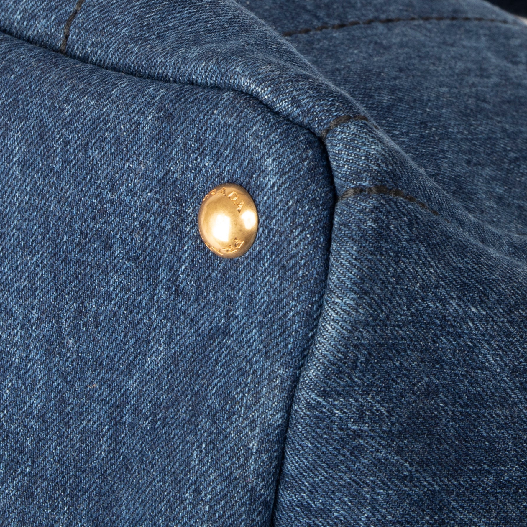 Prada Large Denim Canapa Logo Tote w/ Strap