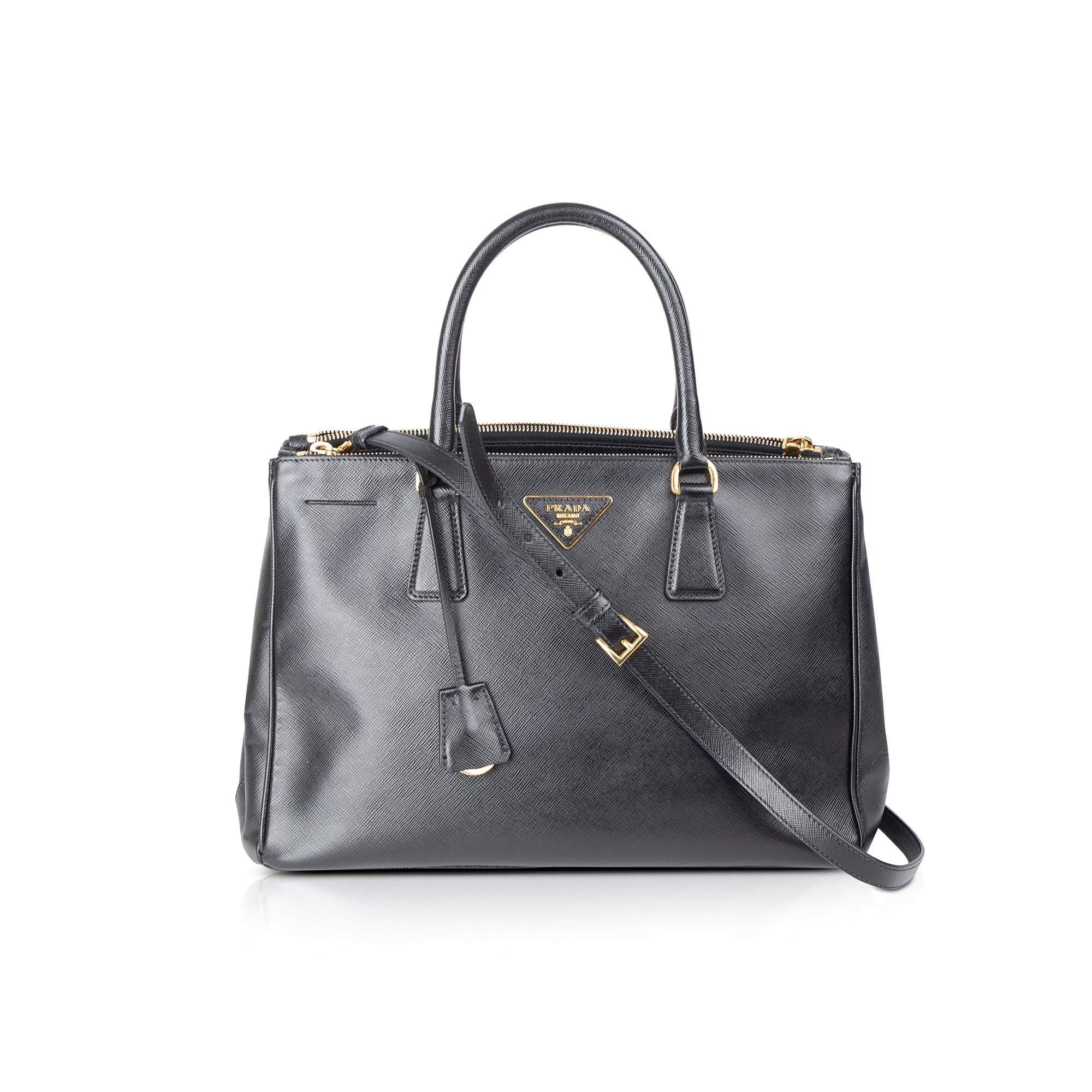 Prada Large Saffiano Lux Galleria Double Zip Tote w/ Strap