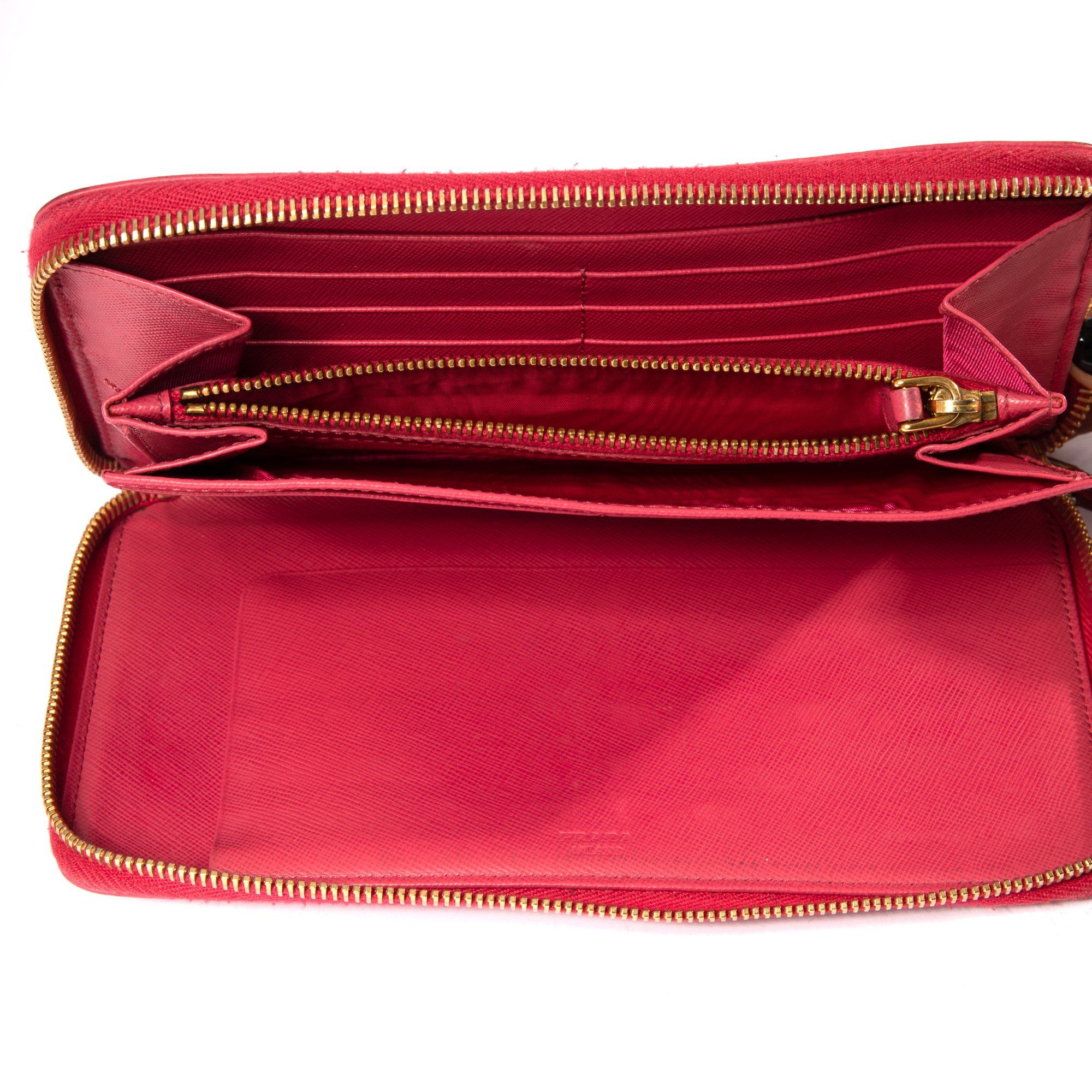 Prada Large Saffiano Zip Around Wallet