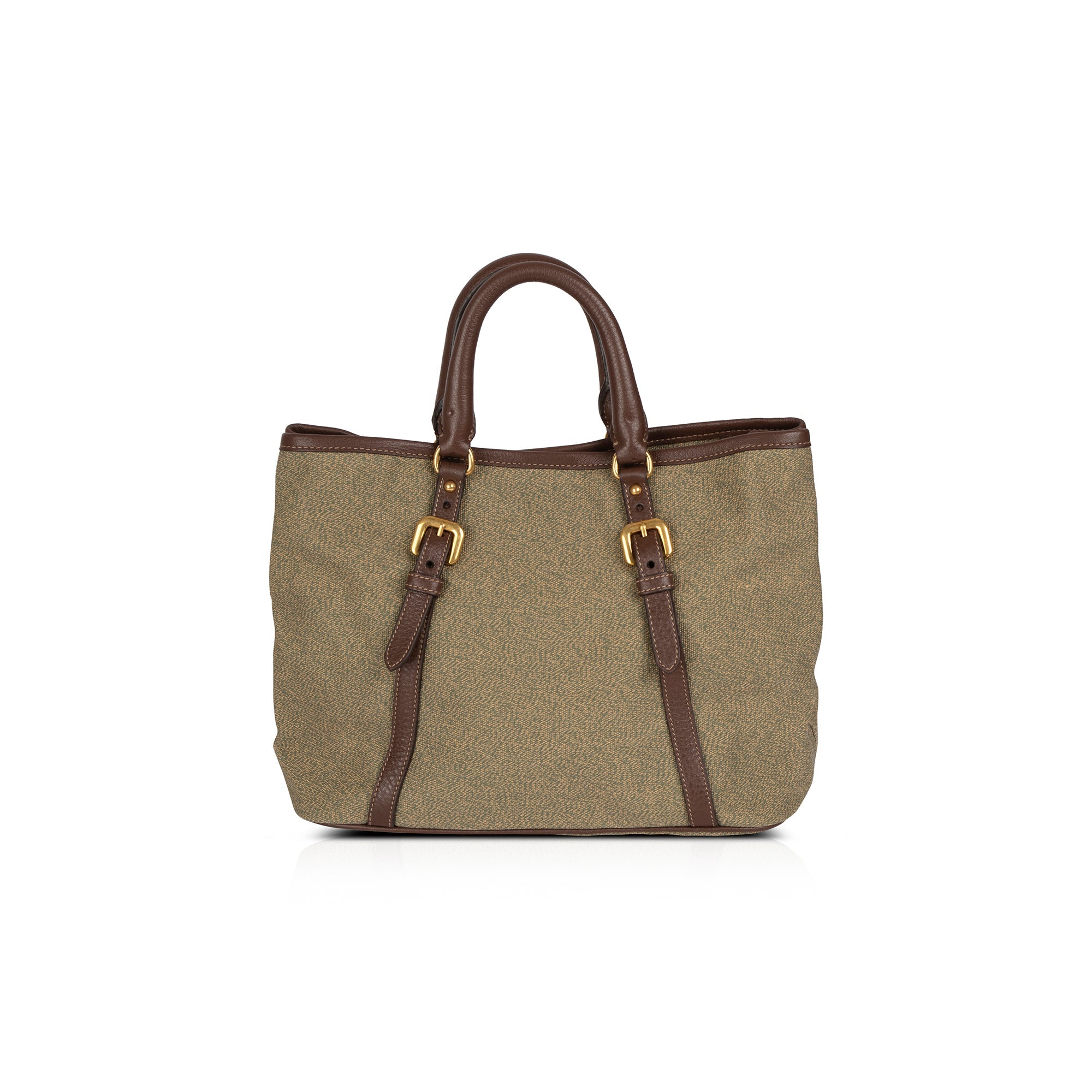 Prada Leather-Trimmed Canvas Tote