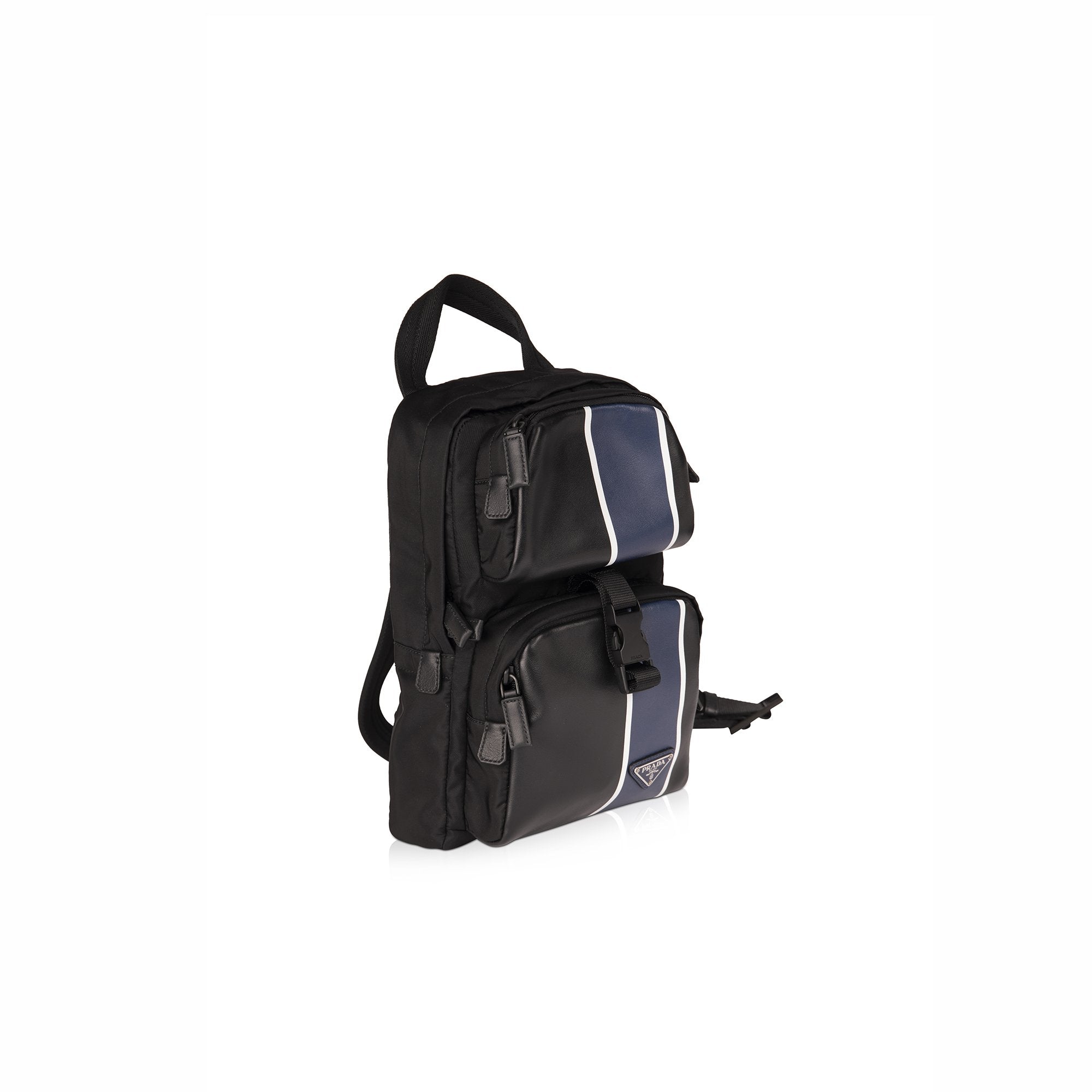 Prada Leather-Trimmed Tessuto Nylon Sling Backpack