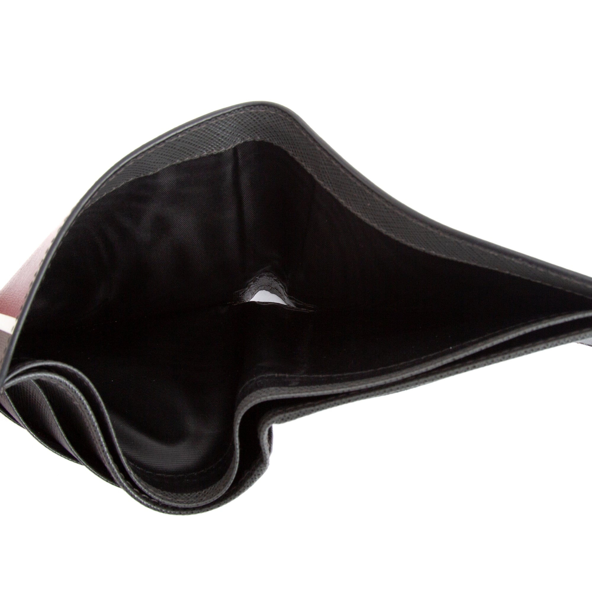 Prada Logo Stripe Saffiano Leather Bifold Wallet