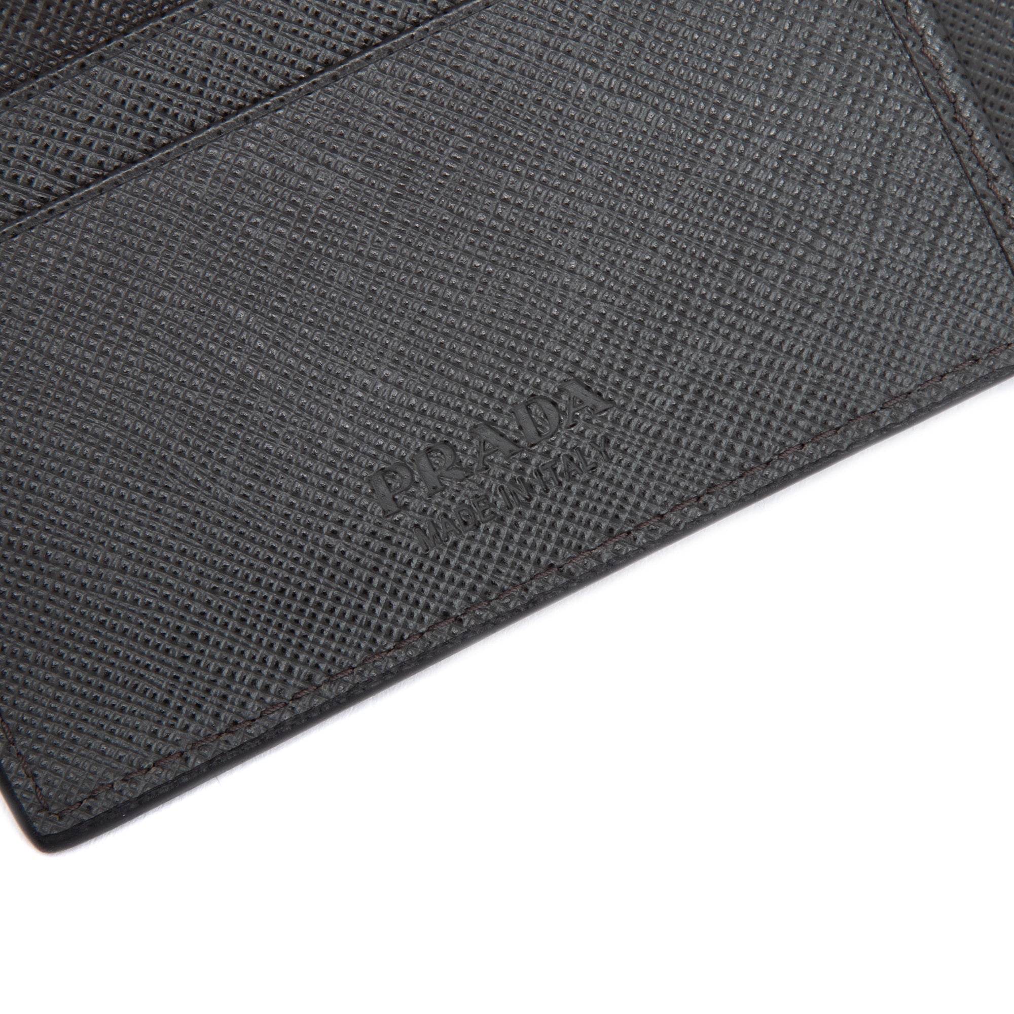 Prada Logo Stripe Saffiano Leather Bifold Wallet