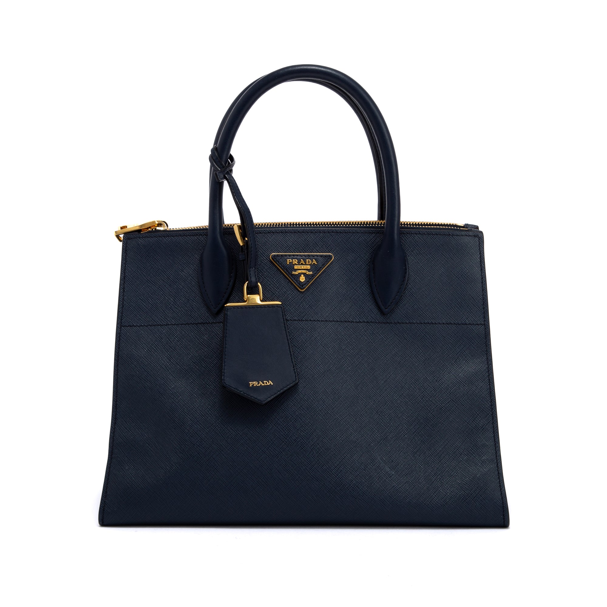 Prada Medium Saffiano & City Calf Leather Paradigme Tote w/ Strap