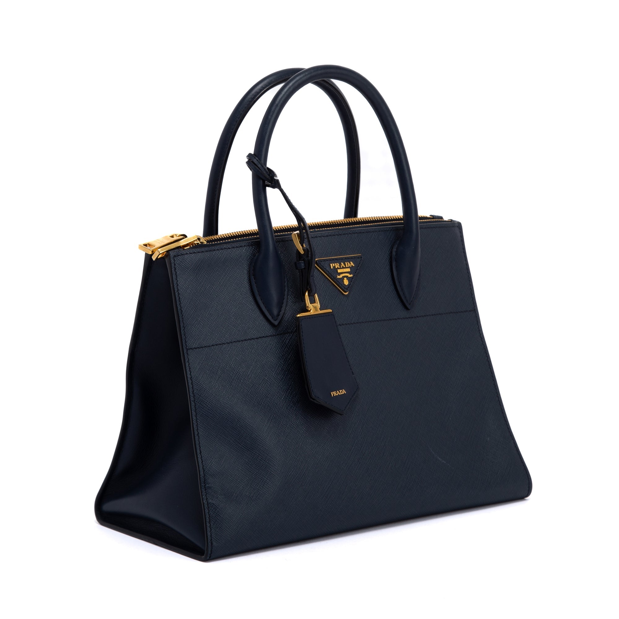 Prada Medium Saffiano & City Calf Leather Paradigme Tote w/ Strap