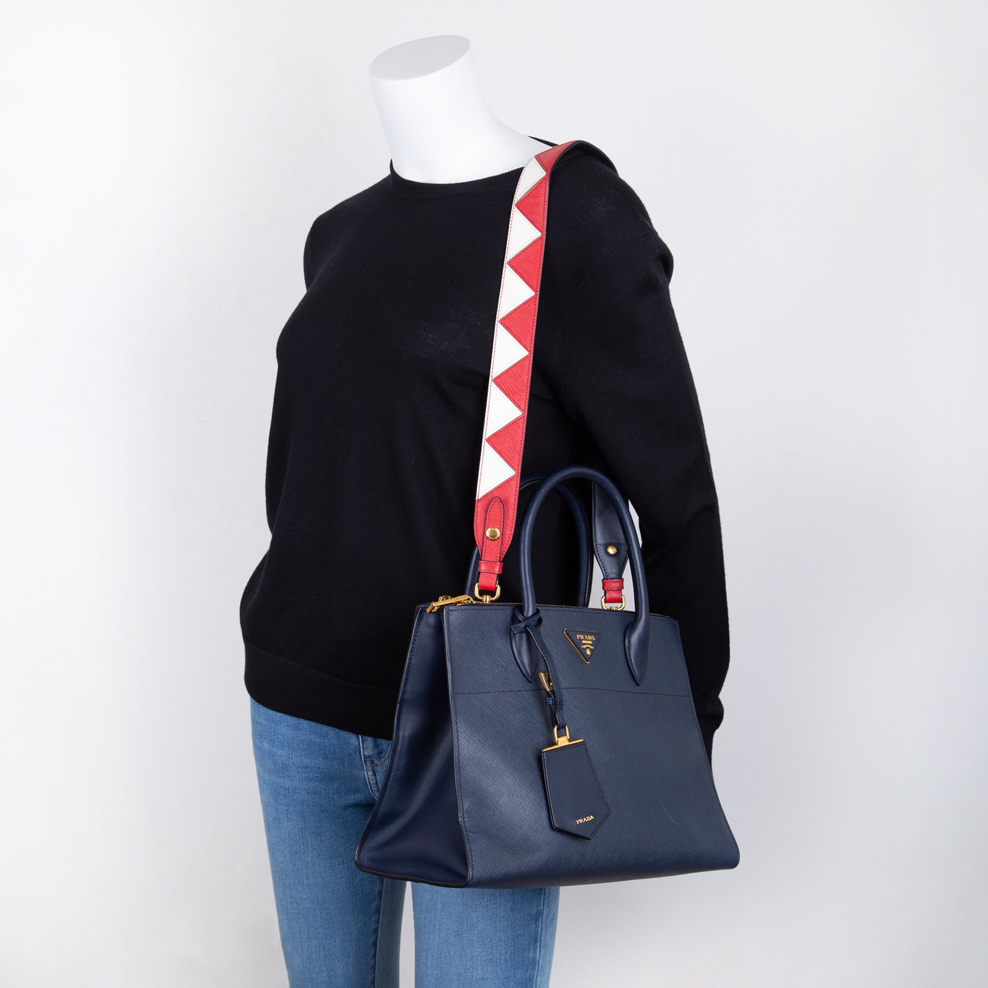 Prada Medium Saffiano & City Calf Leather Paradigme Tote w/ Strap