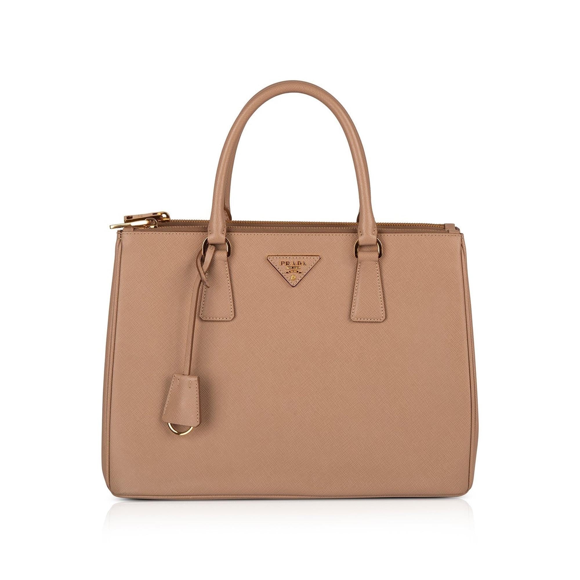 Prada Medium Saffiano Galleria Double Zip Tote w/ Strap