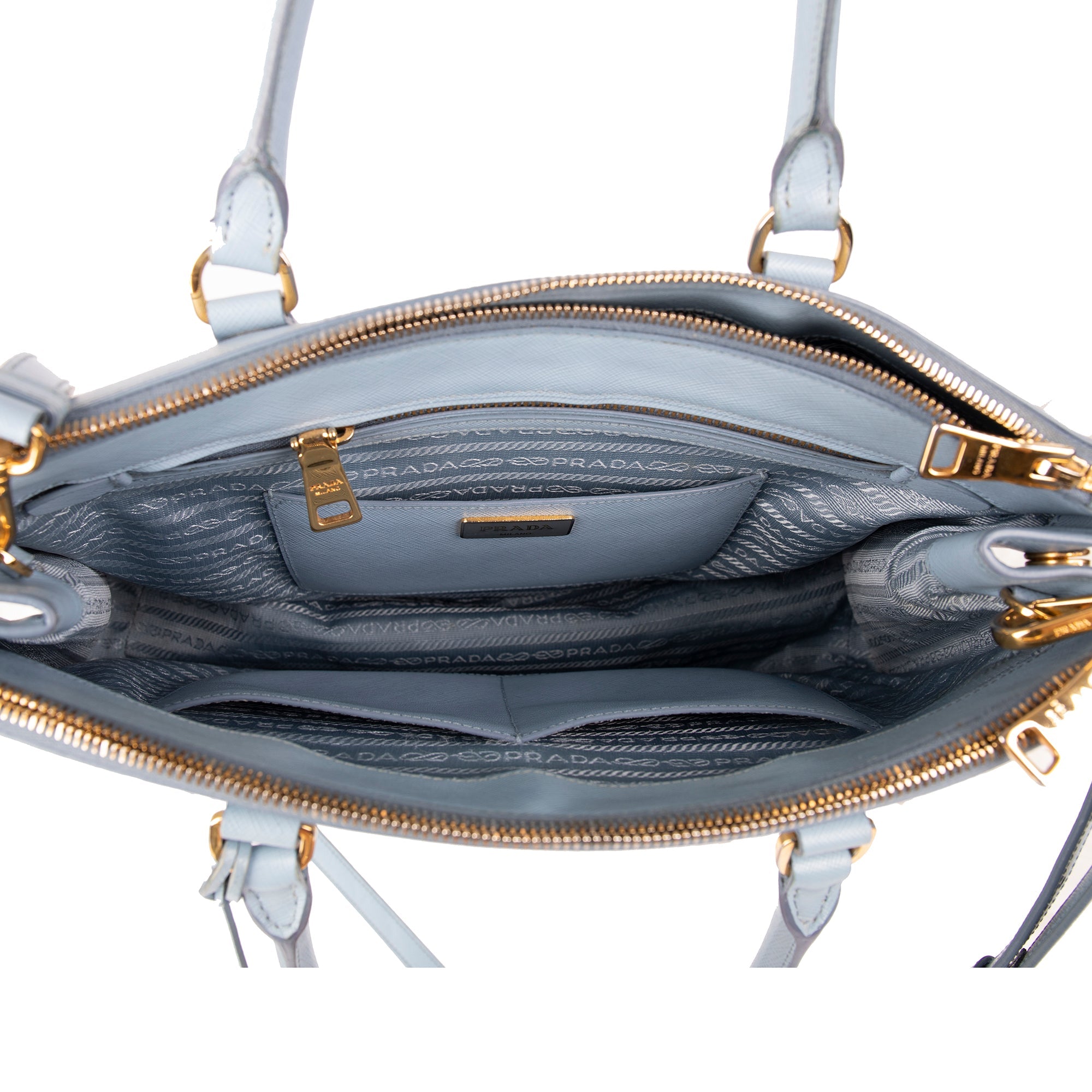 Prada Medium Saffiano Lux Double Zip Galleria Tote w/ Shoulder Strap & Authenticity Card