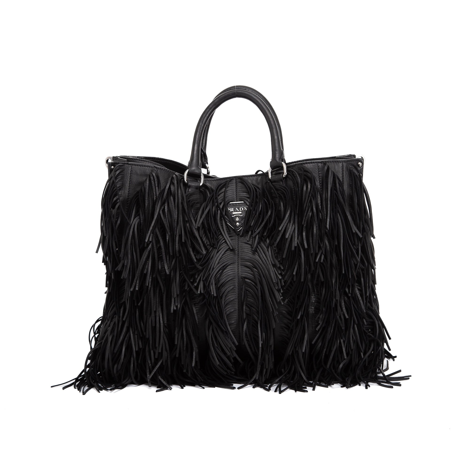 Prada Nappa Leather Fringe Tote w/ Strap