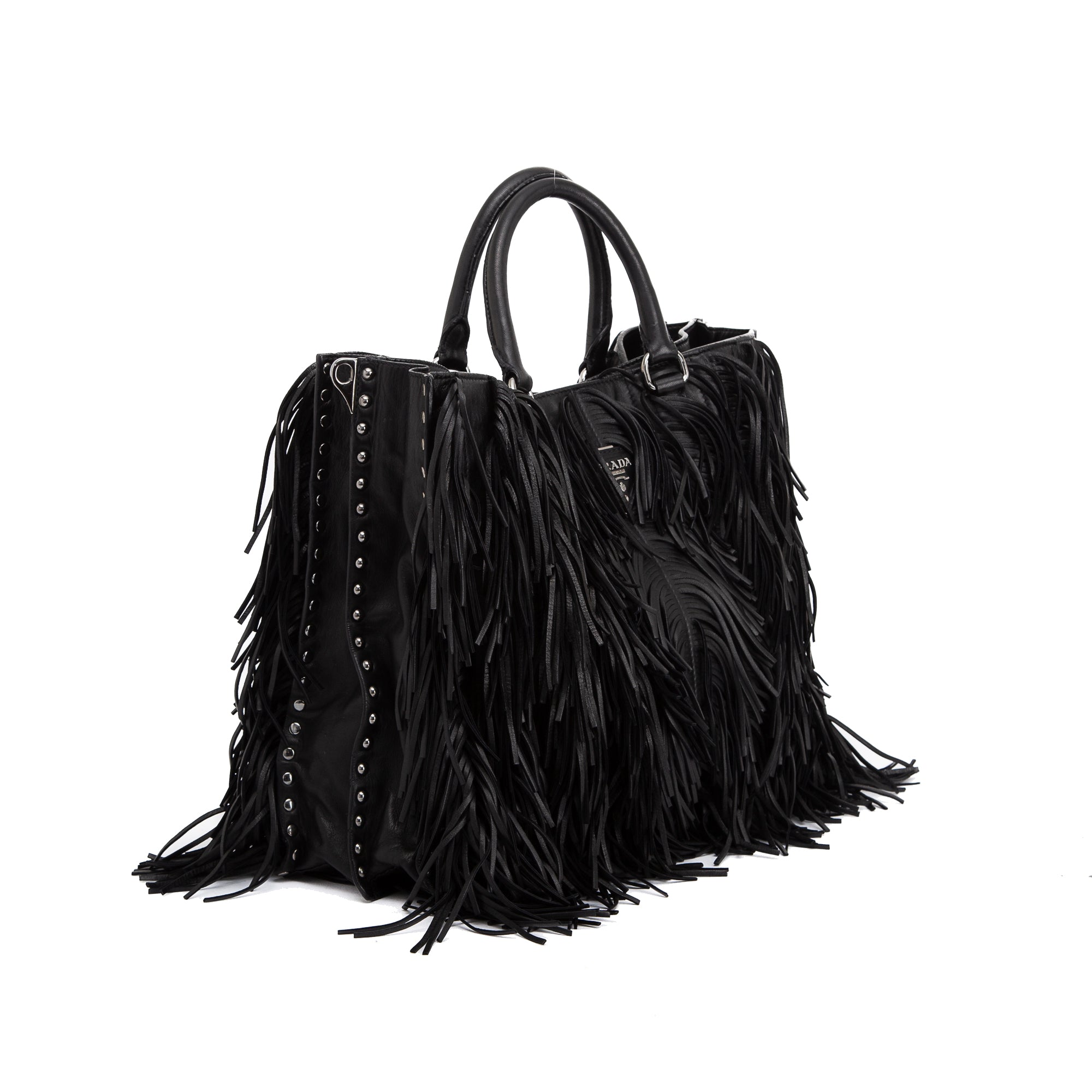 Prada Nappa Leather Fringe Tote w/ Strap