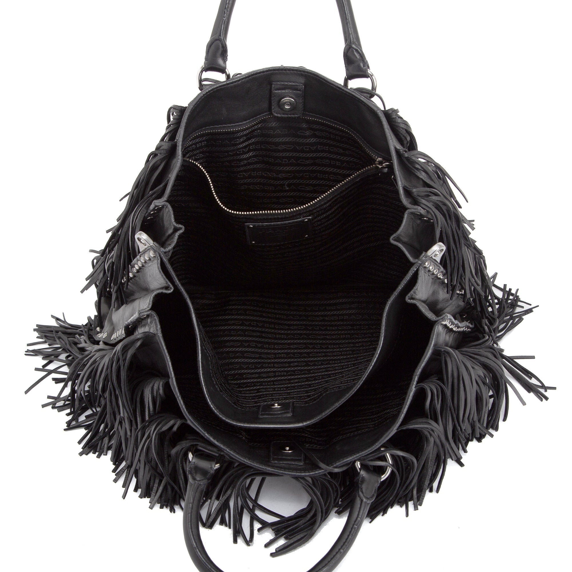 Prada Nappa Leather Fringe Tote w/ Strap