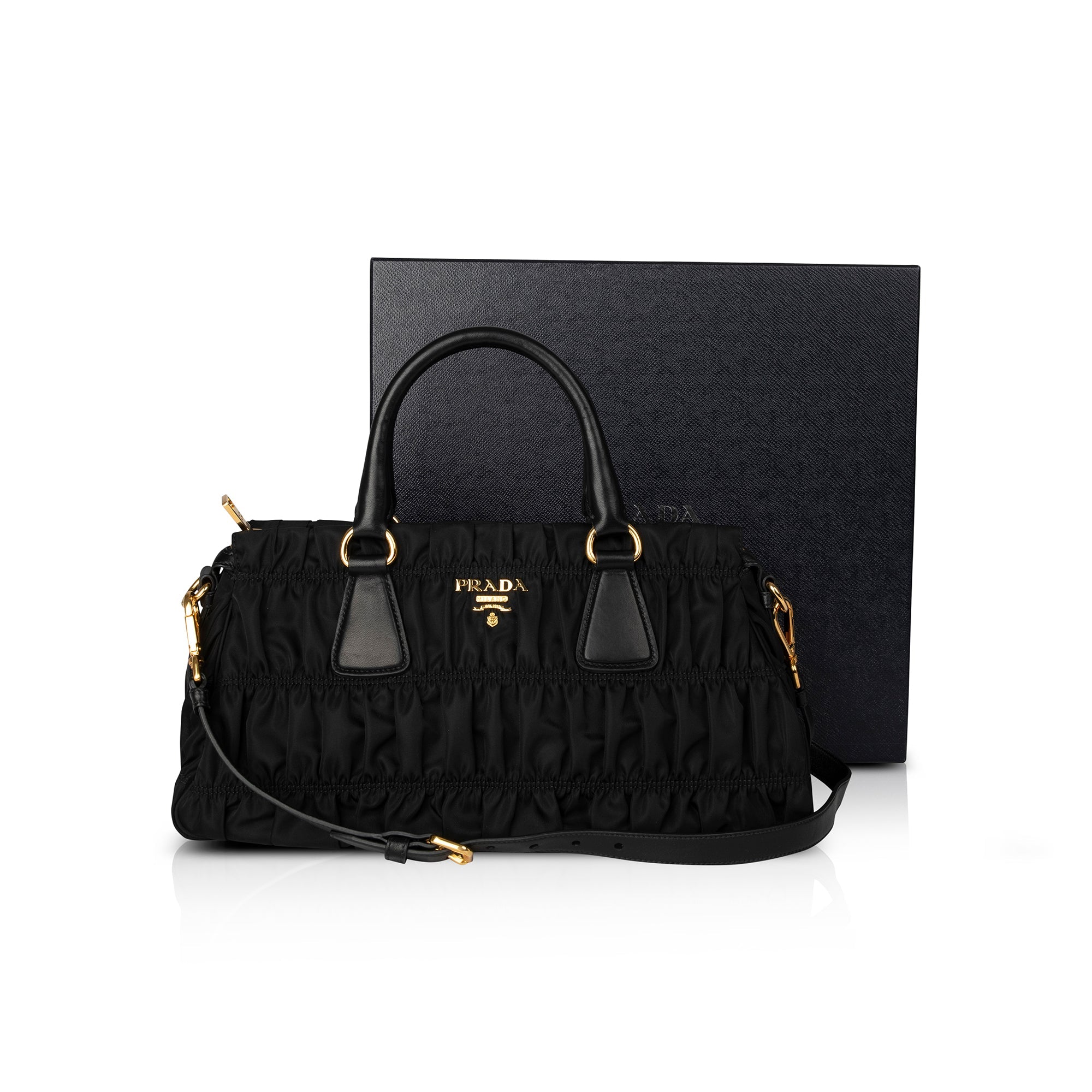 Prada Nappa-Trimmed Tessuto Gaufre Tote w/ Box & Authenticity Card